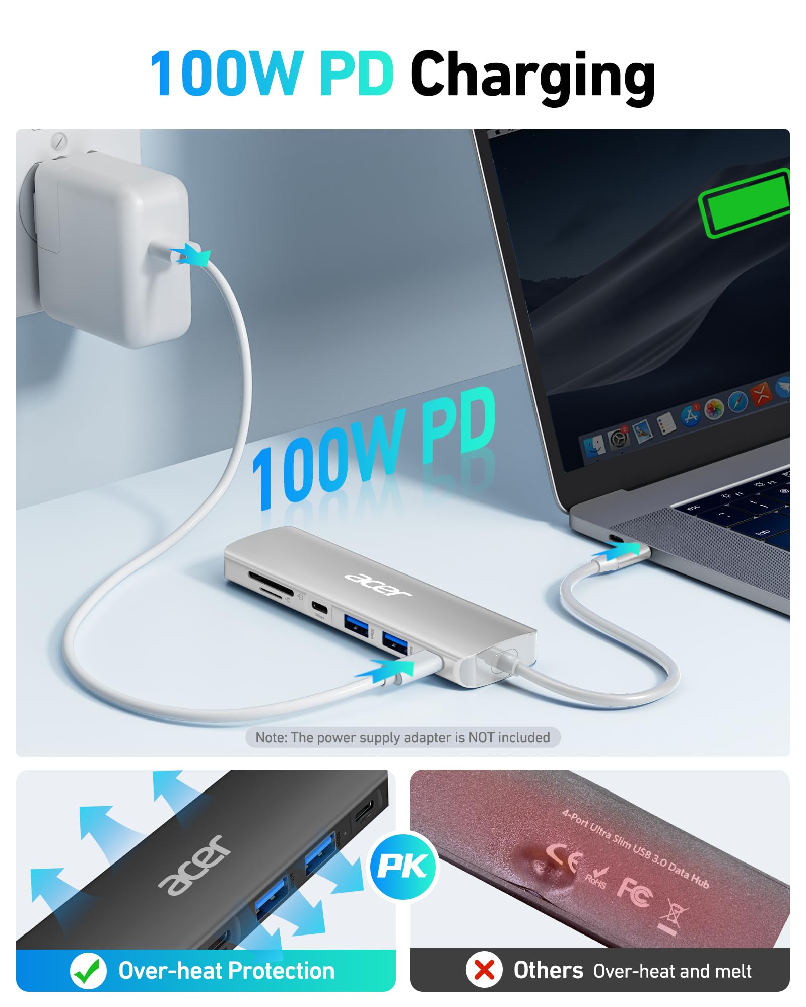 Foto 4 pulgar | Base Usb C Acer 7 En 1 Con Hdmi 4k, 2 Usb 3.1, Pd De 100 W, Color Plateado - Venta Internacional.