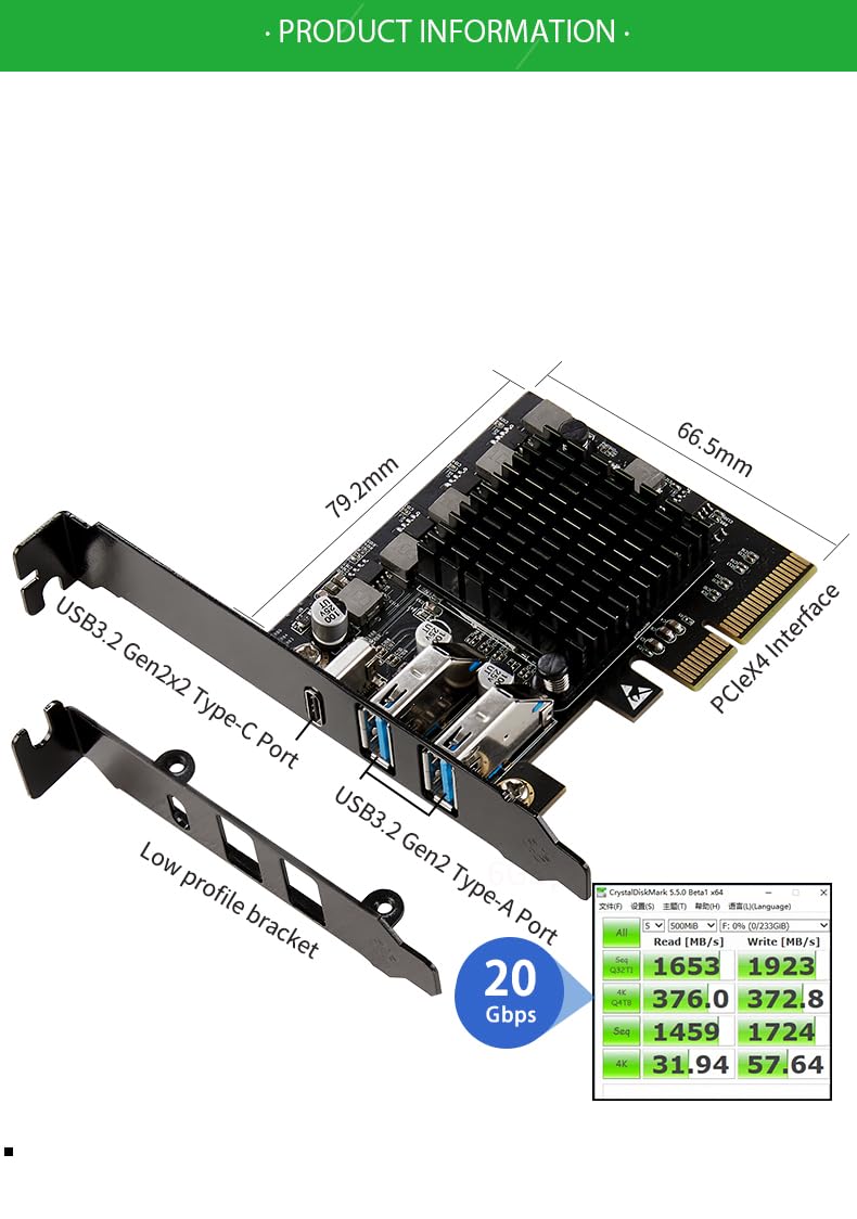 Foto 2 | Tarjeta De Expansión Io Crest De 2 Puertos Usb Tipo A 3.2 Y Usb-c 3.2 - Venta Internacional.