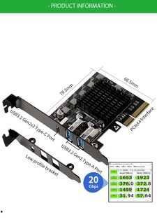 Foto 2 | Tarjeta De Expansión Io Crest De 2 Puertos Usb Tipo A 3.2 Y Usb-c 3.2 - Venta Internacional.