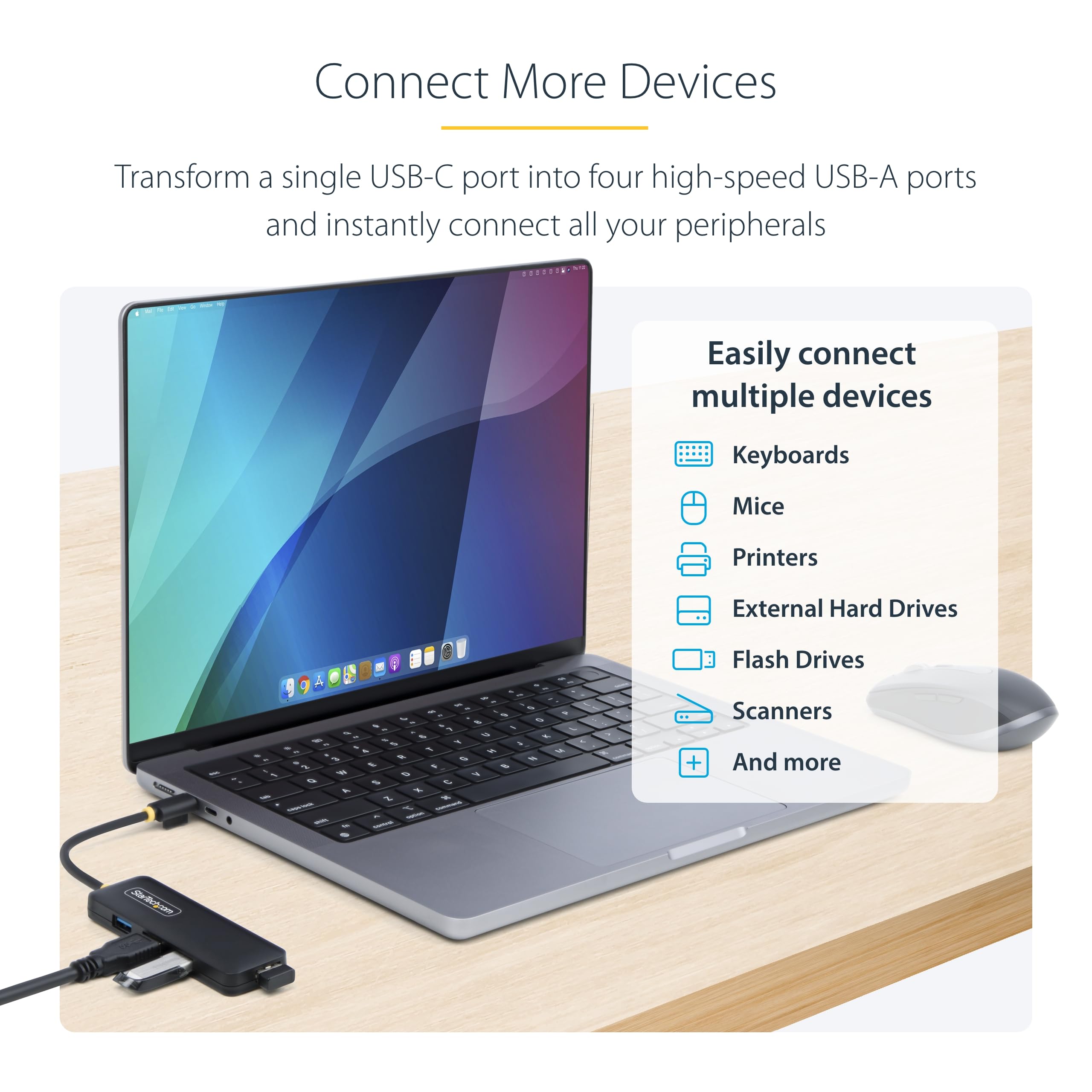 Foto 3 pulgar | Hub Usb-c Startech.com 4 Puertos Usb 3.0 De 5 Gbps Para Windows Mac - Venta Internacional.