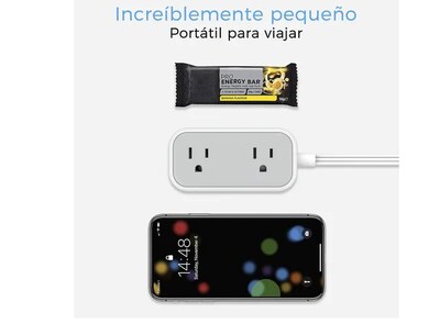 Foto 2 | TÍTULO: Xtellar Multicontactos Ultra Delgado con Extensión de 3 Puertos USB y 2 Tomas, 1.5 Metros