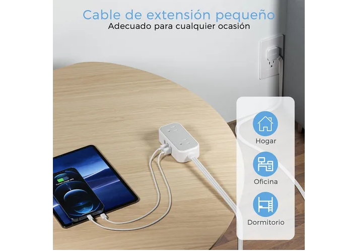Foto 5 pulgar | TÍTULO: Xtellar Multicontactos Ultra Delgado con Extensión de 3 Puertos USB y 2 Tomas, 1.5 Metros