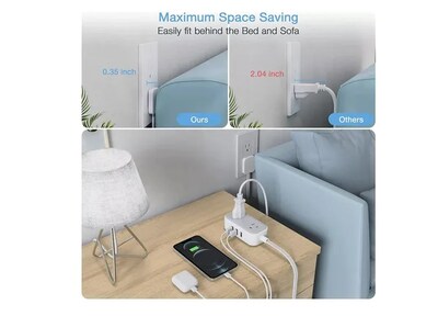 Foto 5 | TÍTULO: Xtellar Multicontactos Ultra Delgado con Extensión de 3 Puertos USB y 2 Tomas, 1.5 Metros