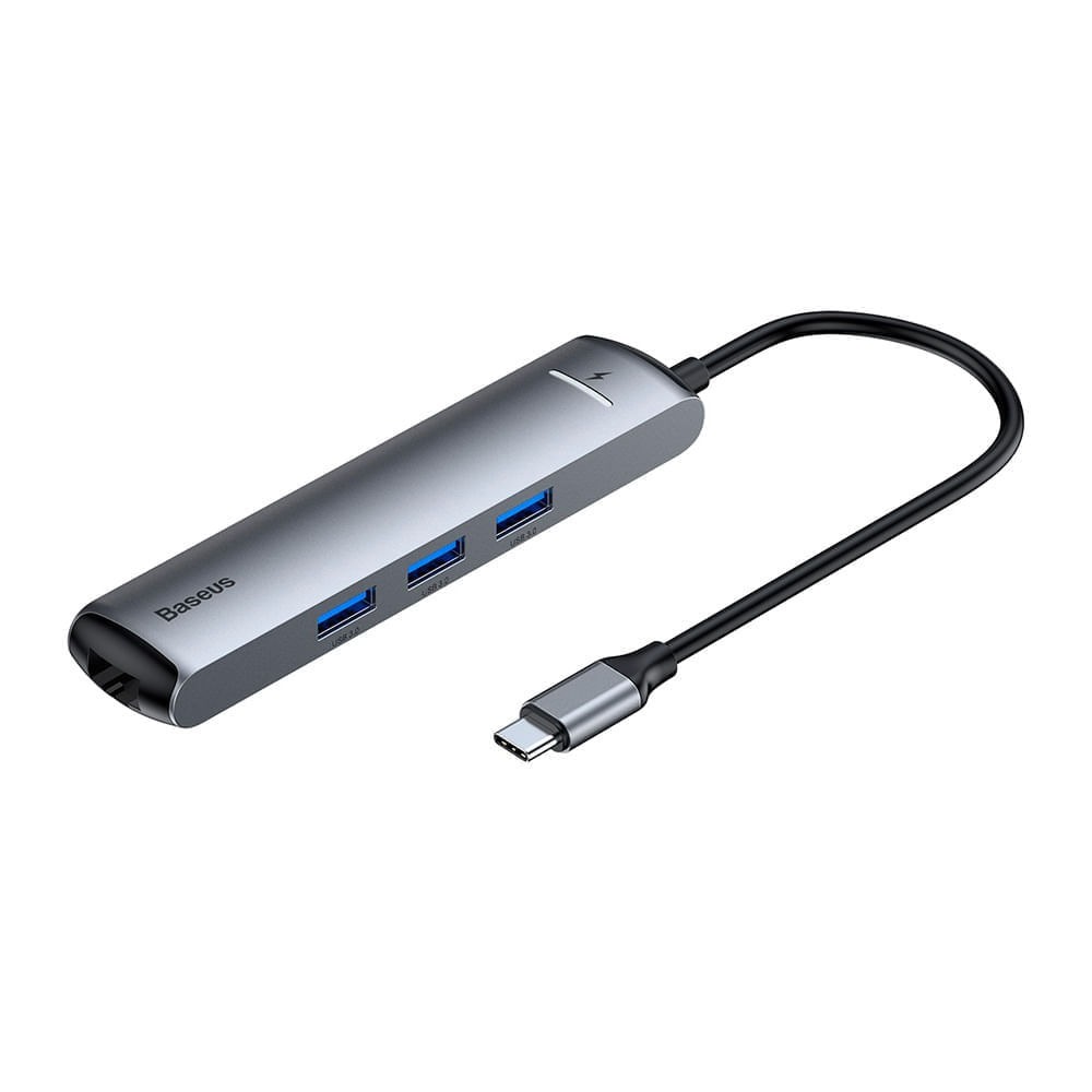 Adaptadores Multipuerto Baseus 6 En 1 Conector Tipo C Con Puertos Usb 3.0 X3/4k/hdmi/rj45/puerto De Carga Pd