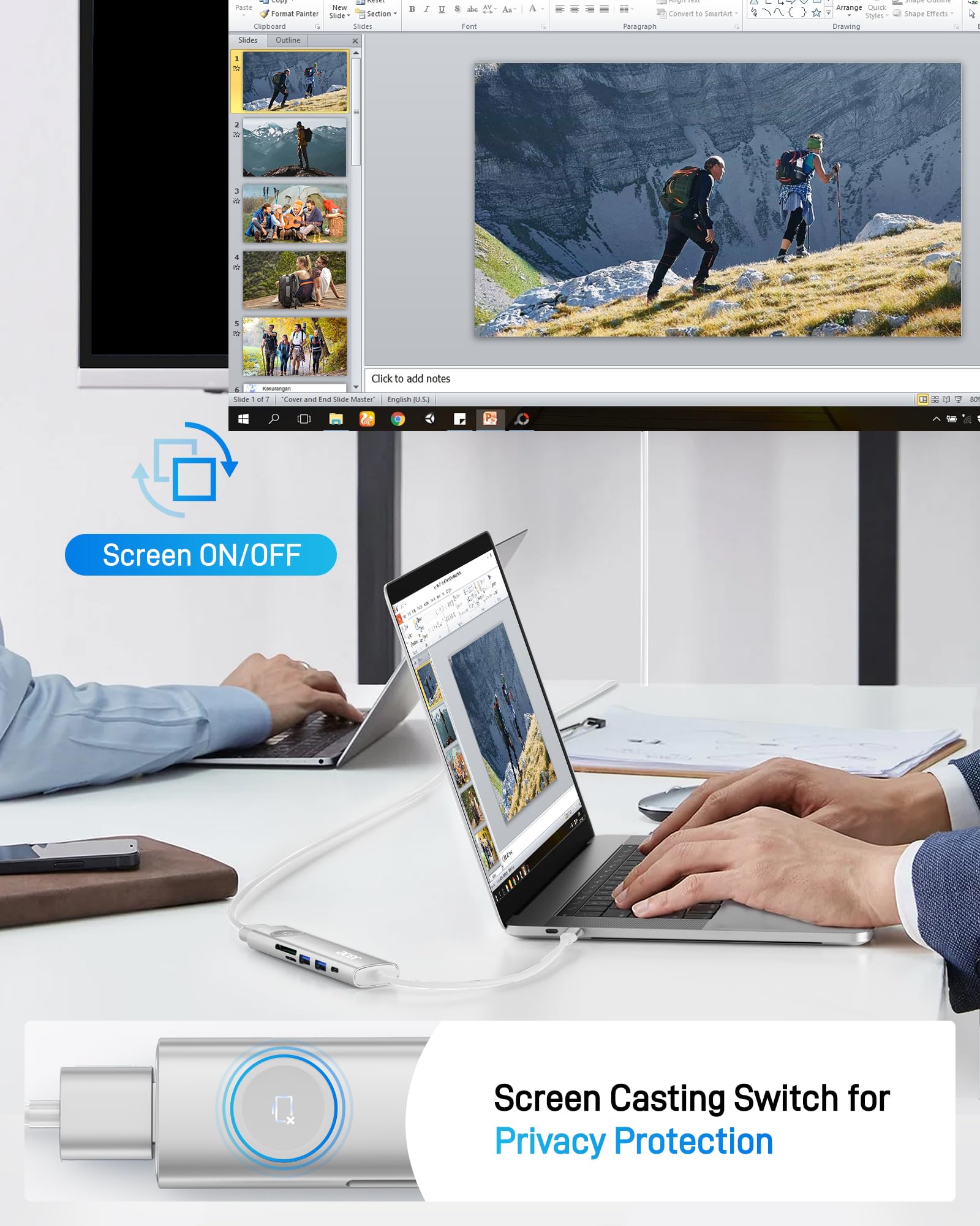 Foto 2 | Adaptador Multipuerto Usb-c Hub Acer 7 En 1 Con 4k @60hz Hdmi 100w Pd - Venta Internacional.