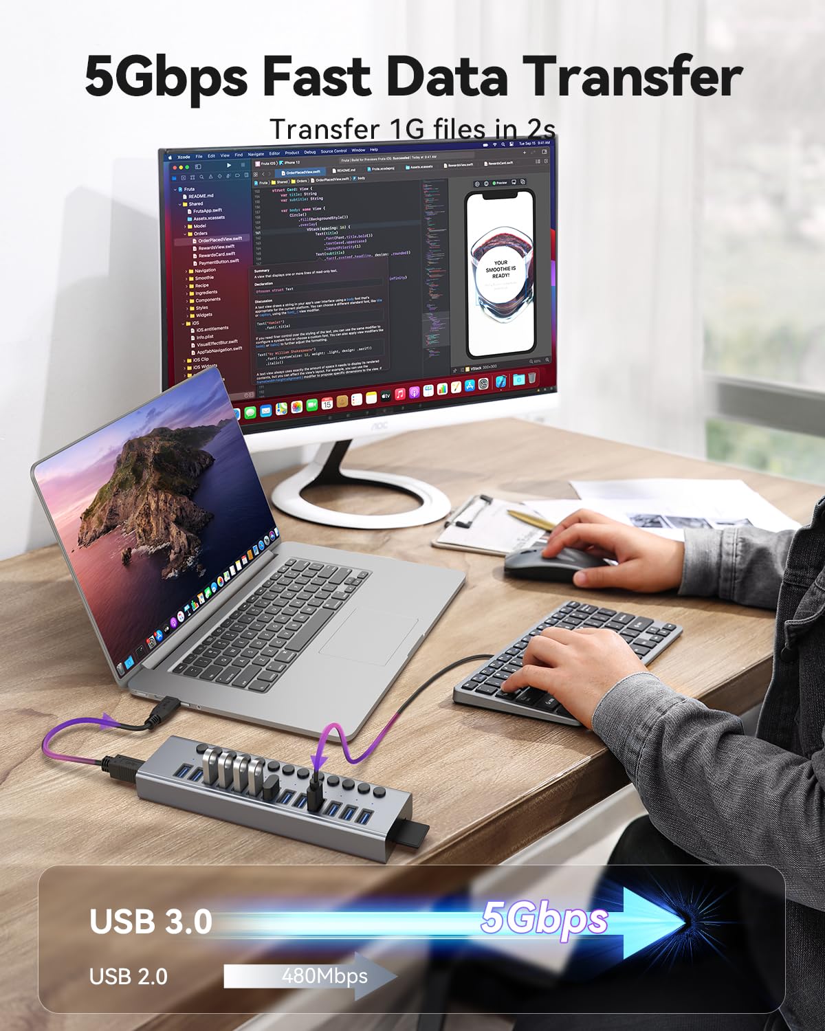 Foto 4 pulgar | Hub Usb Wenter Con Alimentación Usb 3.0 De 13 Puertos Con Lector De Tarjetas Sd/tf - Venta Internacional.