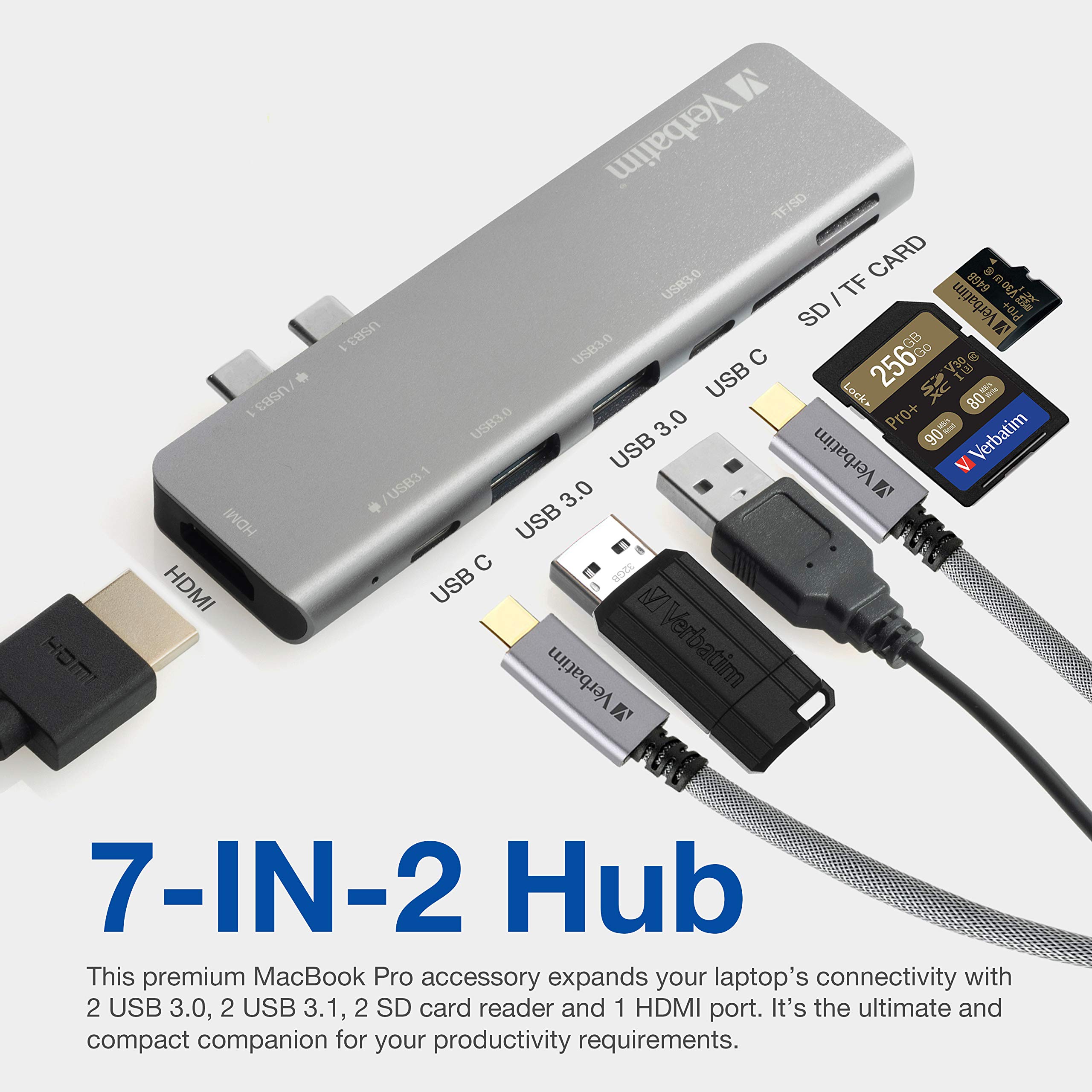 Foto 3 | Hub Usb C Verbatim 7 En 2 Para Macbook Pro Con Pd De 100 W - Venta Internacional.