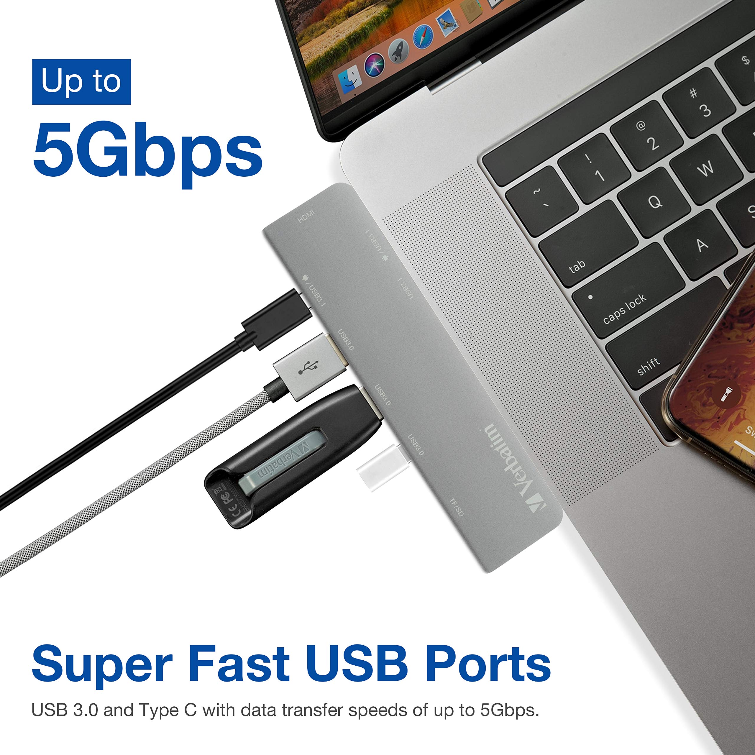 Foto 6 pulgar | Hub Usb C Verbatim 7 En 2 Para Macbook Pro Con Pd De 100 W - Venta Internacional.
