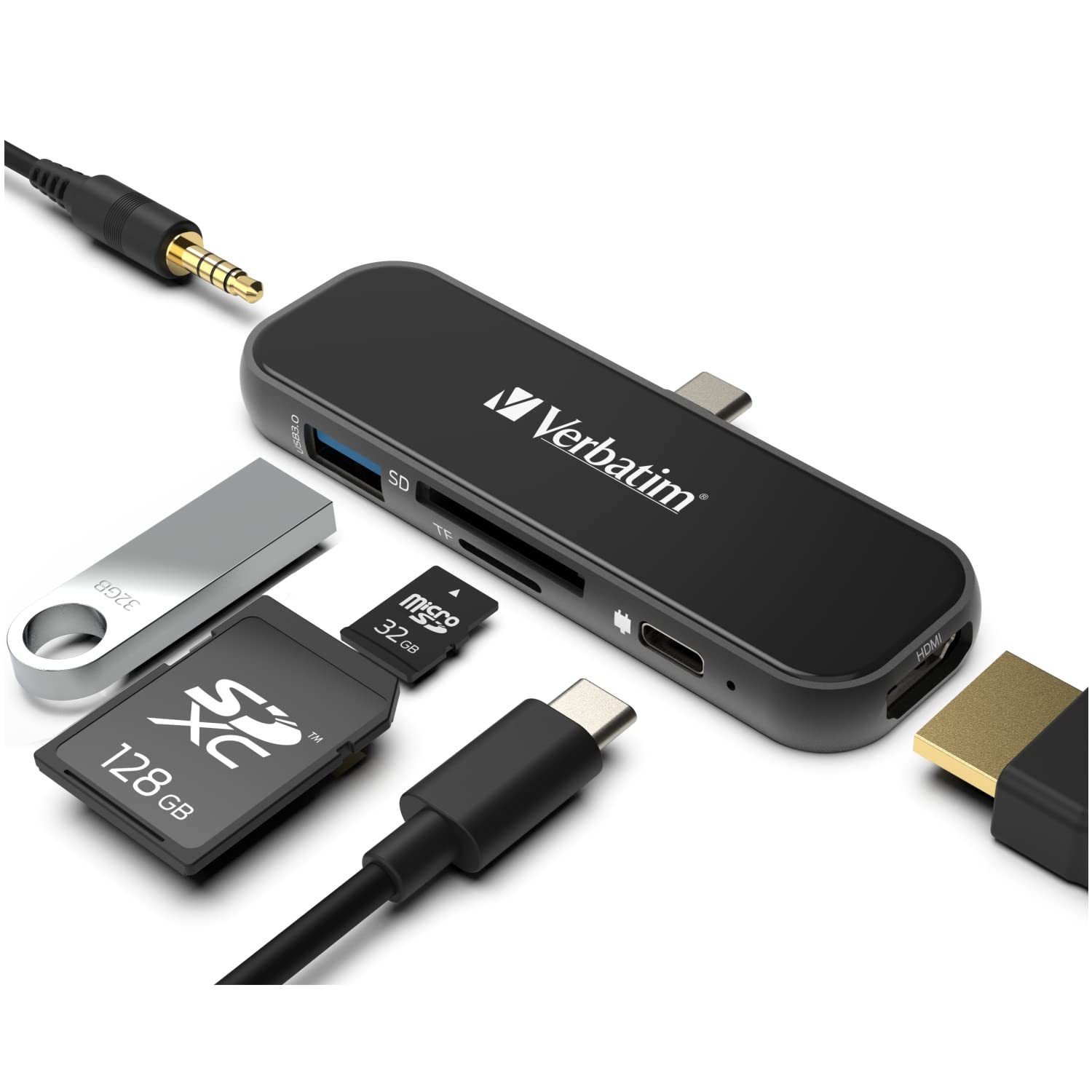 Hub Usb C Verbatim 6 En 1 Con Pd De 100 W  Usb 3.0  Sd  Hdmi 4k - Venta Internacional.