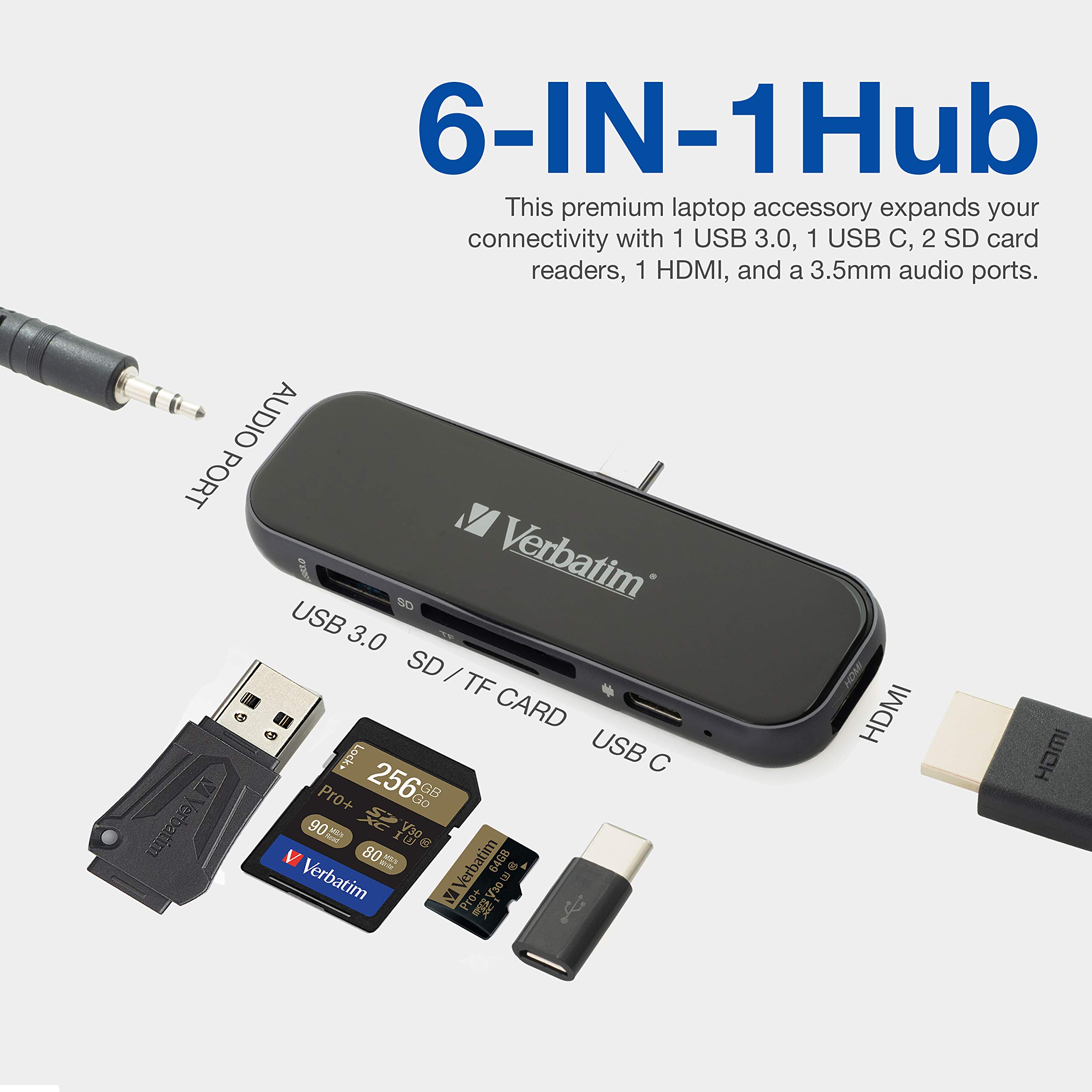 Foto 3 | Hub Usb C Verbatim 6 En 1 Con Pd De 100 W  Usb 3.0  Sd  Hdmi 4k - Venta Internacional.