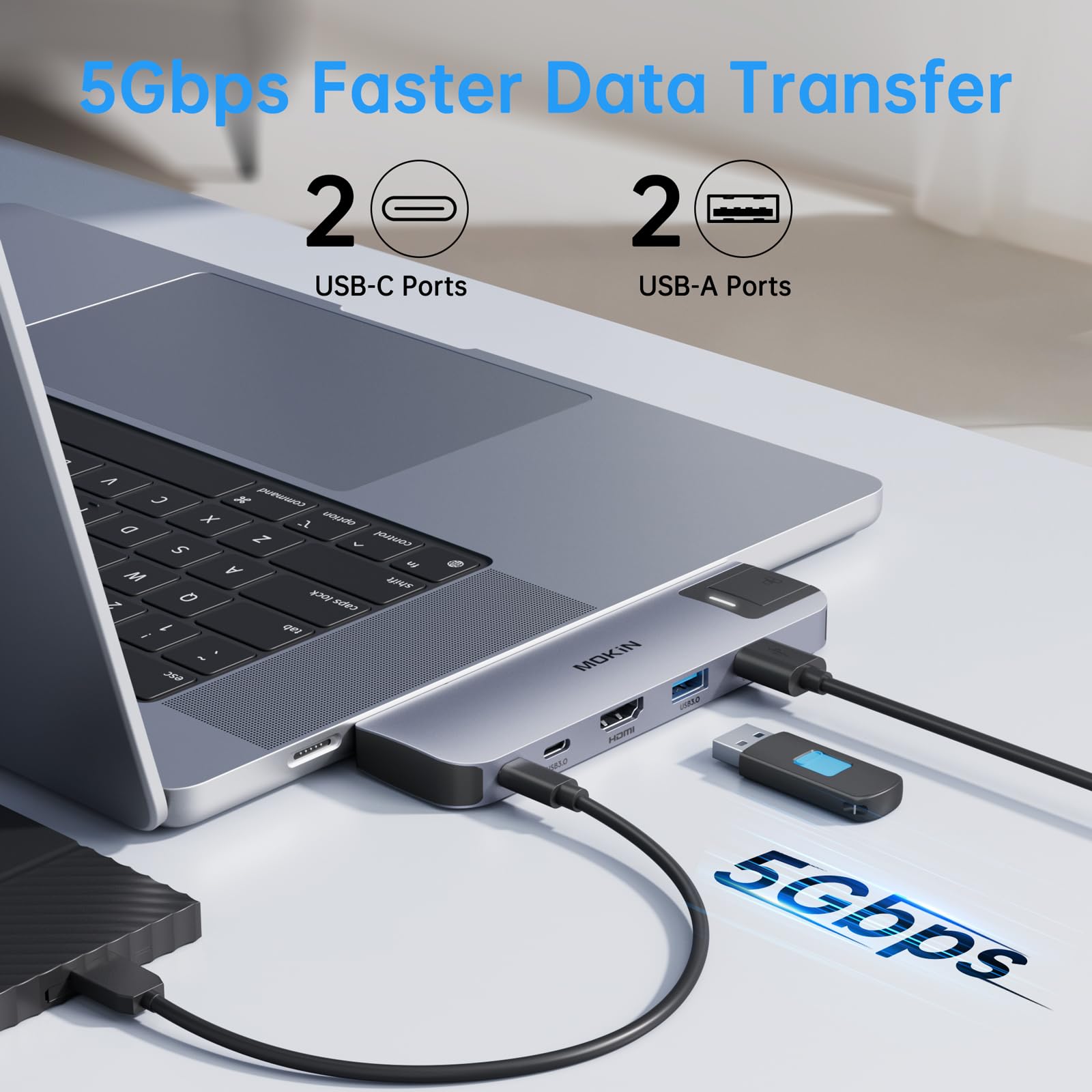 Foto 8 pulgar | Adaptador Usb C Hub Hdmi Para Macbook Pro/air M1m2m3 2023 2022 2021 13 15 16 - Venta Internacional.