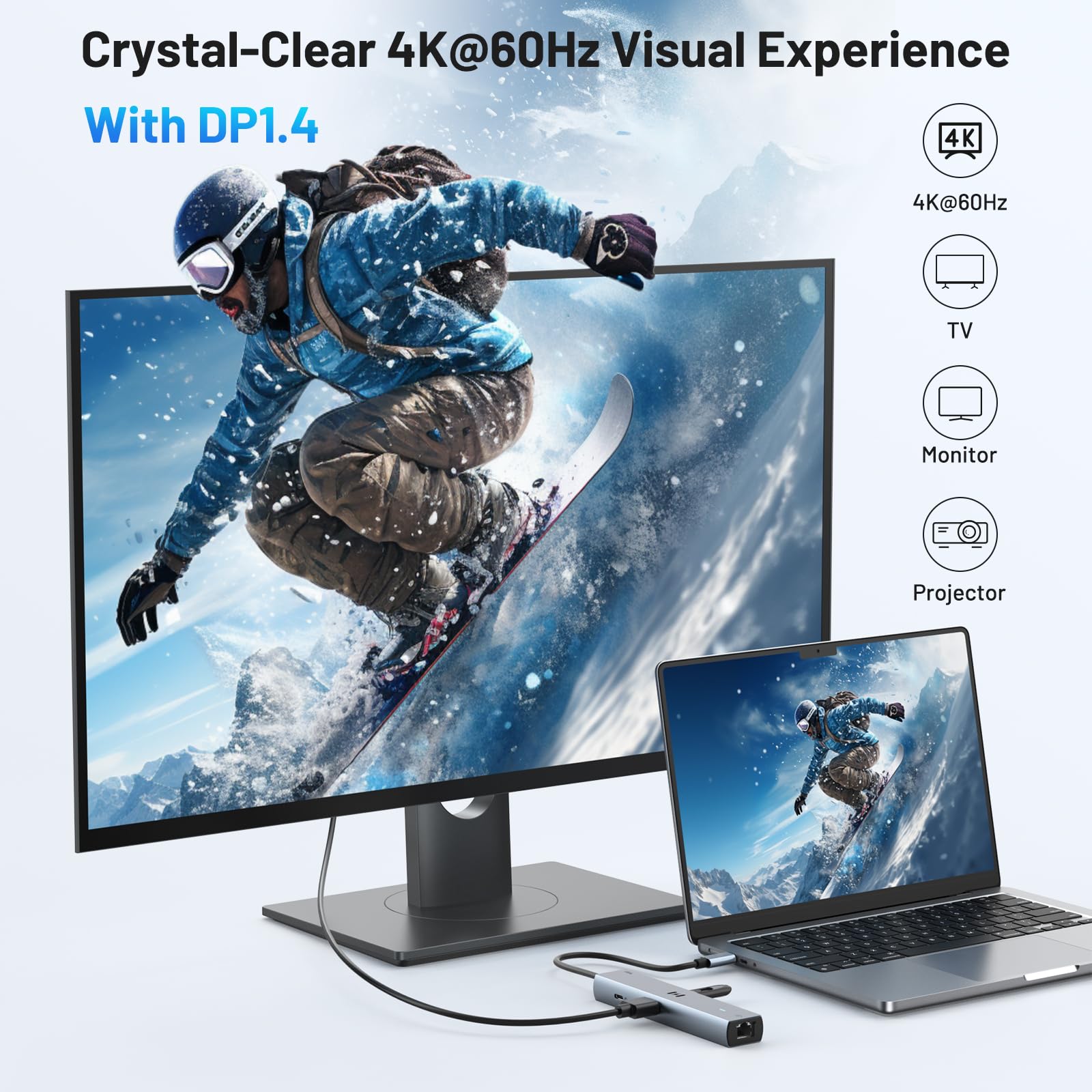 Foto 4 pulgar | Hub Usb C Selore De 10 Gbps Con Hdmi 4k @60hz  Gigabit Ethernet De 100 W - Venta Internacional.