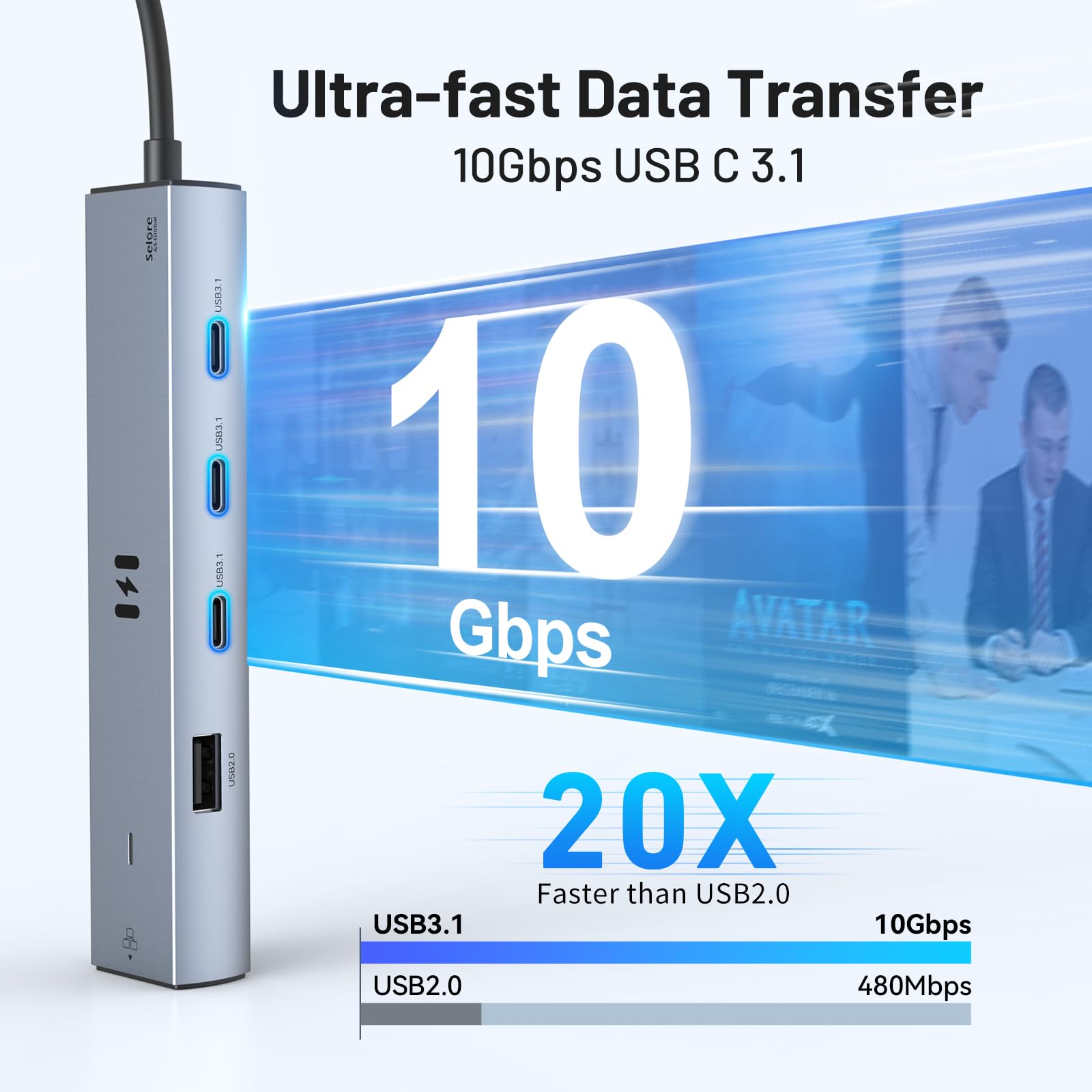 Foto 5 pulgar | Hub Usb C Selore De 10 Gbps Con Hdmi 4k @60hz  Gigabit Ethernet De 100 W - Venta Internacional.
