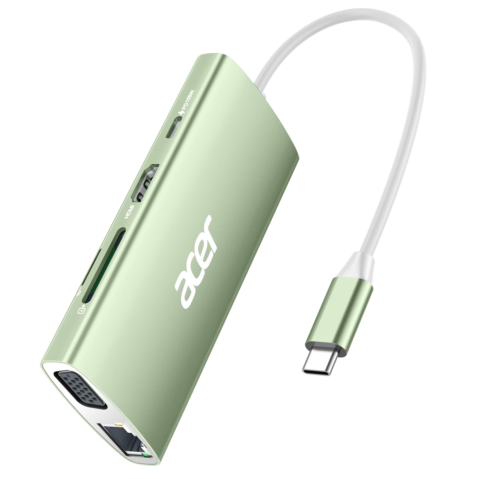 Hub Usb C Acer 9 En 1 Con Hdmi 4k  Ethernet  Usb 3.0 De 5 Gbps  Verde - Venta Internacional.