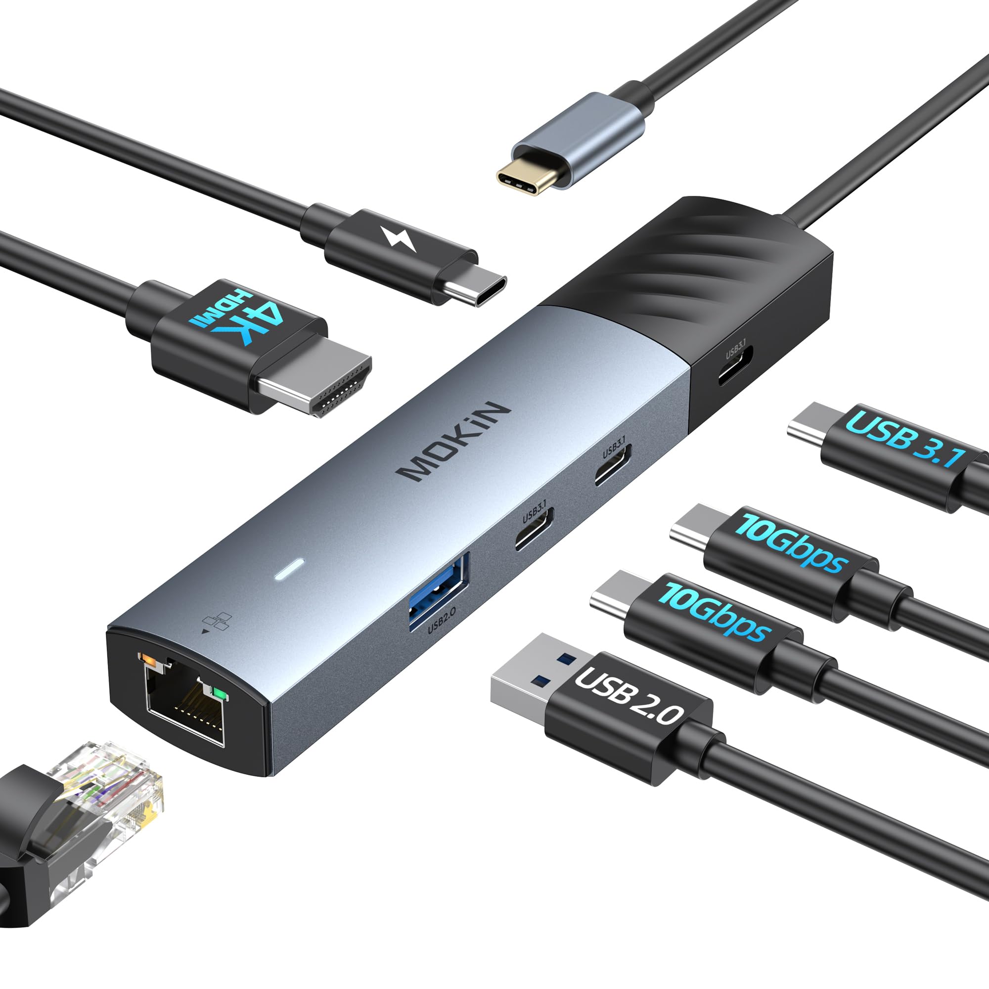 Hub Usb C Mokin 7 En 1 Con Ethernet Para Macbook Pro/air 4k @60hz - Venta Internacional.