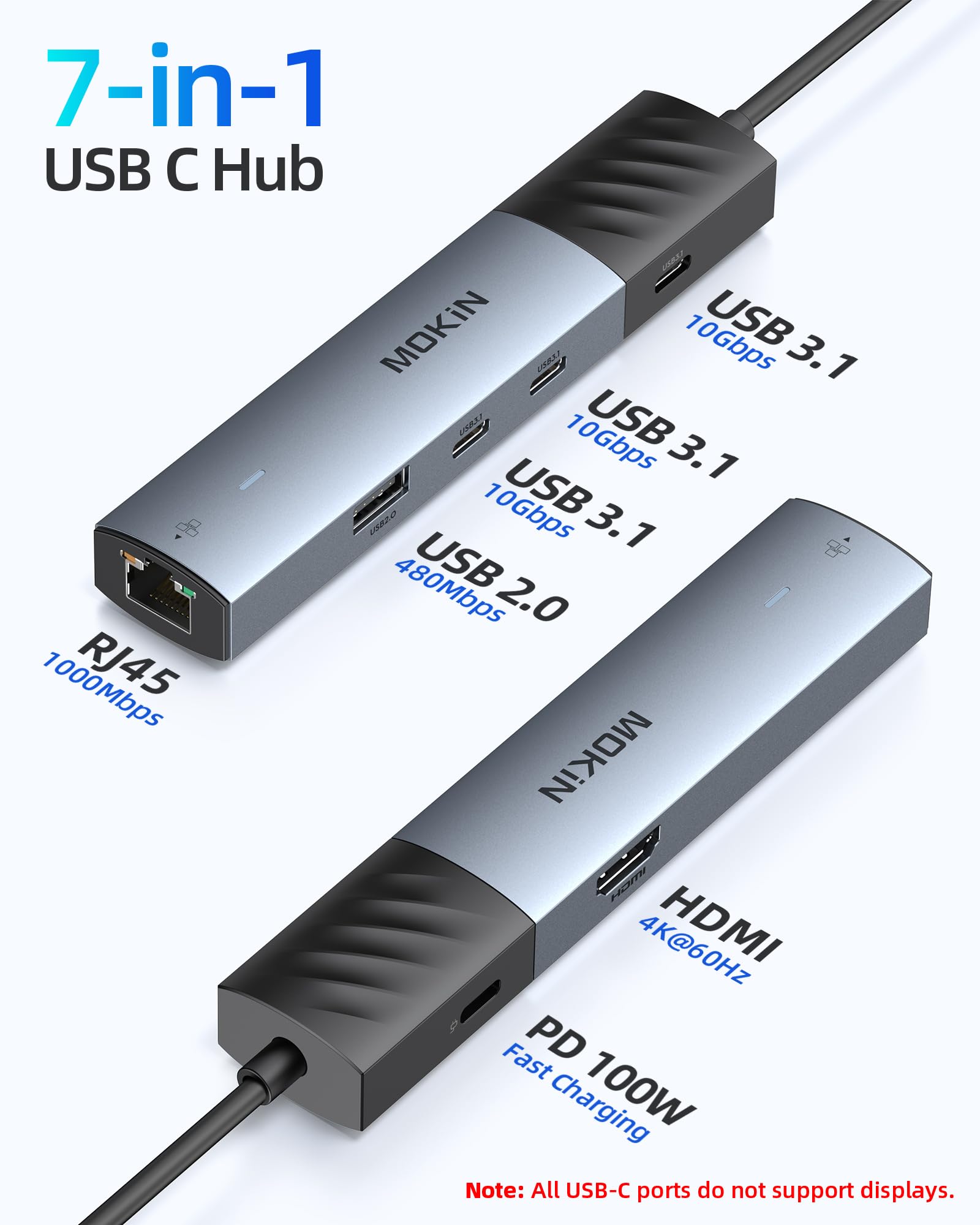 Foto 3 pulgar | Hub Usb C Mokin 7 En 1 Con Ethernet Para Macbook Pro/air 4k @60hz - Venta Internacional.