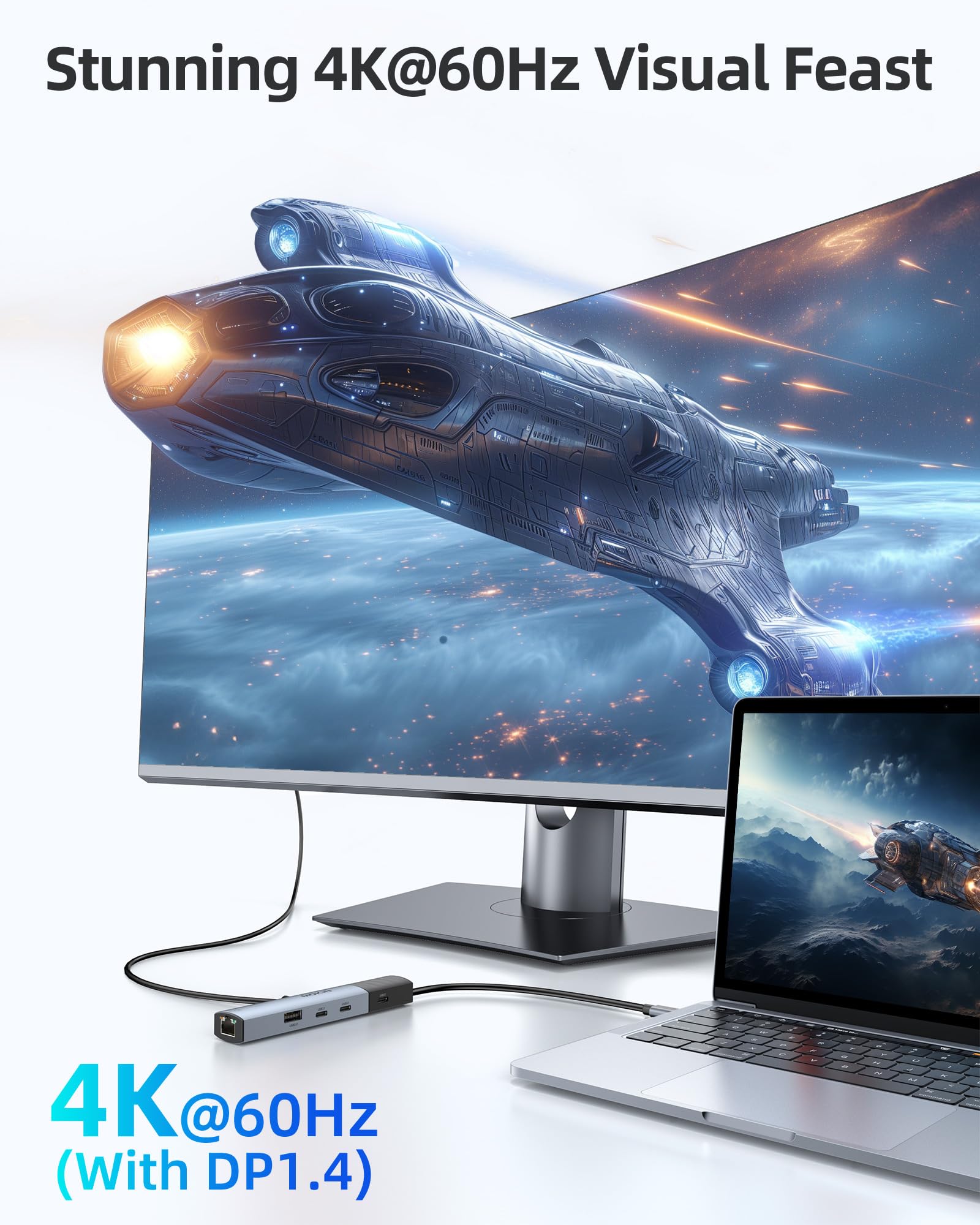 Foto 3 | Hub Usb C Mokin 7 En 1 Con Ethernet Para Macbook Pro/air 4k @60hz - Venta Internacional.