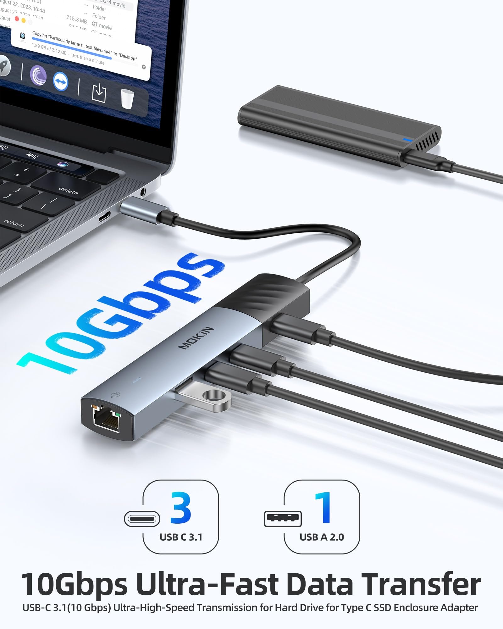 Foto 6 pulgar | Hub Usb C Mokin 7 En 1 Con Ethernet Para Macbook Pro/air 4k @60hz - Venta Internacional.