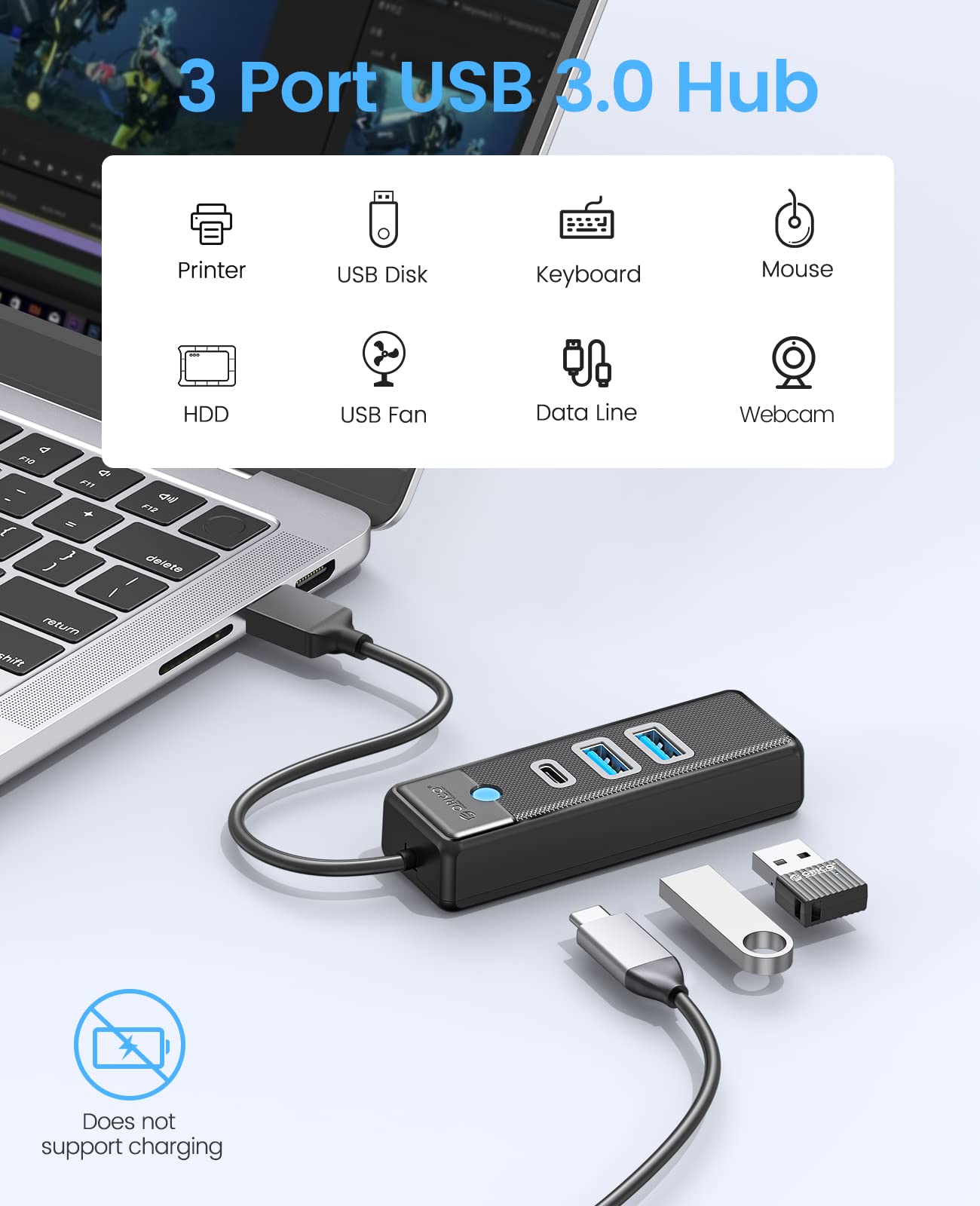 Foto 6 | Hub Usb C Orico Adaptador Usb 3.1 Tipo C A Usb 3.0 De 3 Puertos - Venta Internacional.