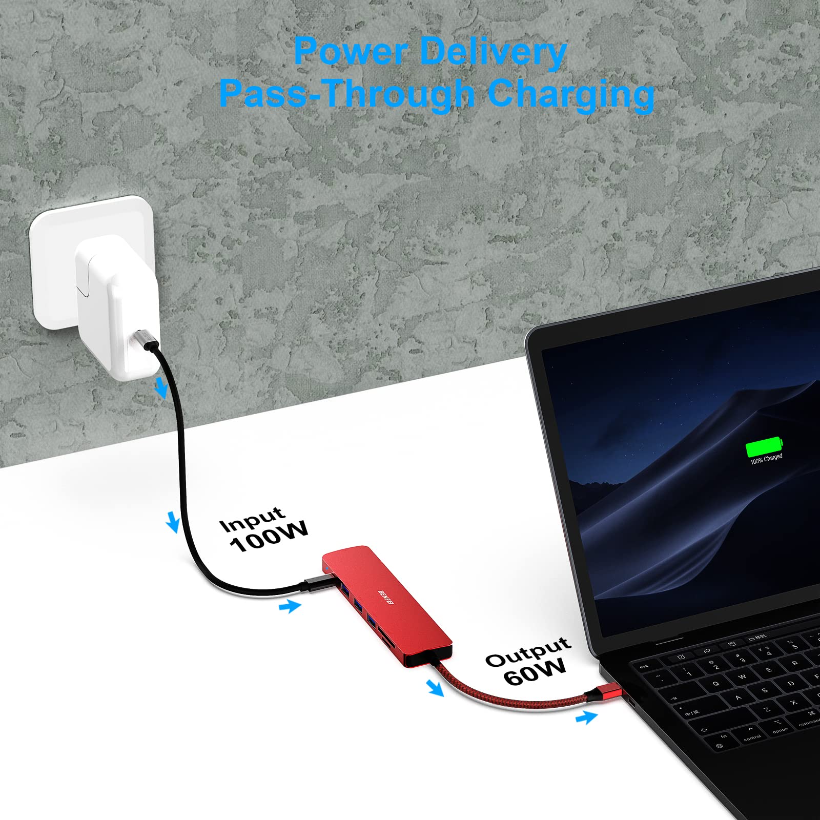 Foto 7 | Hub Usb-c Benfei 7 En 1 Con Hdmi 4k A 60 Hz/100 W Pd/3 X Usb 3.0 - Venta Internacional.