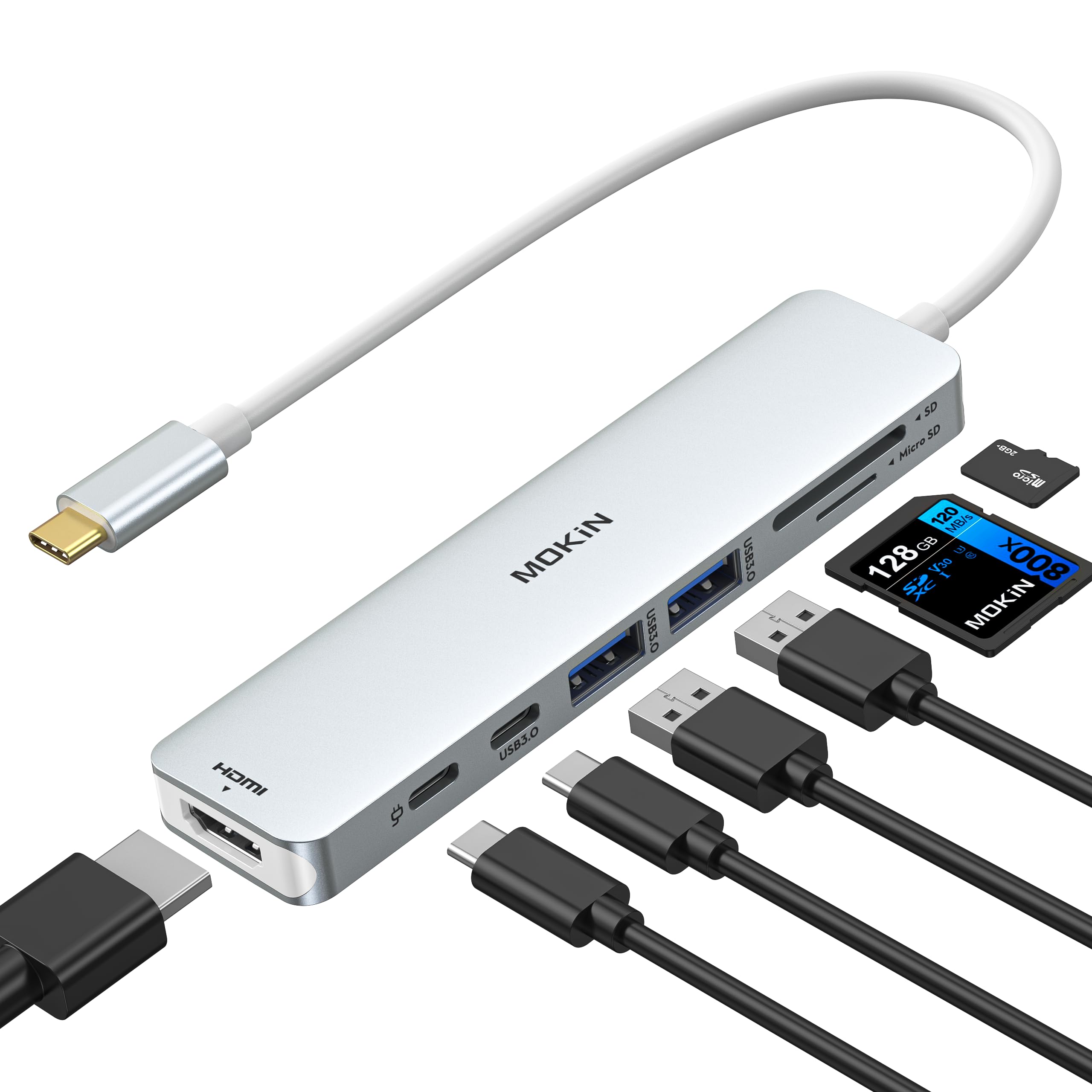 Hub Usb C Mokin 7 En 1 Con Hdmi  Sd/tf  Puerto De Datos Pd De 100 W - Venta Internacional.