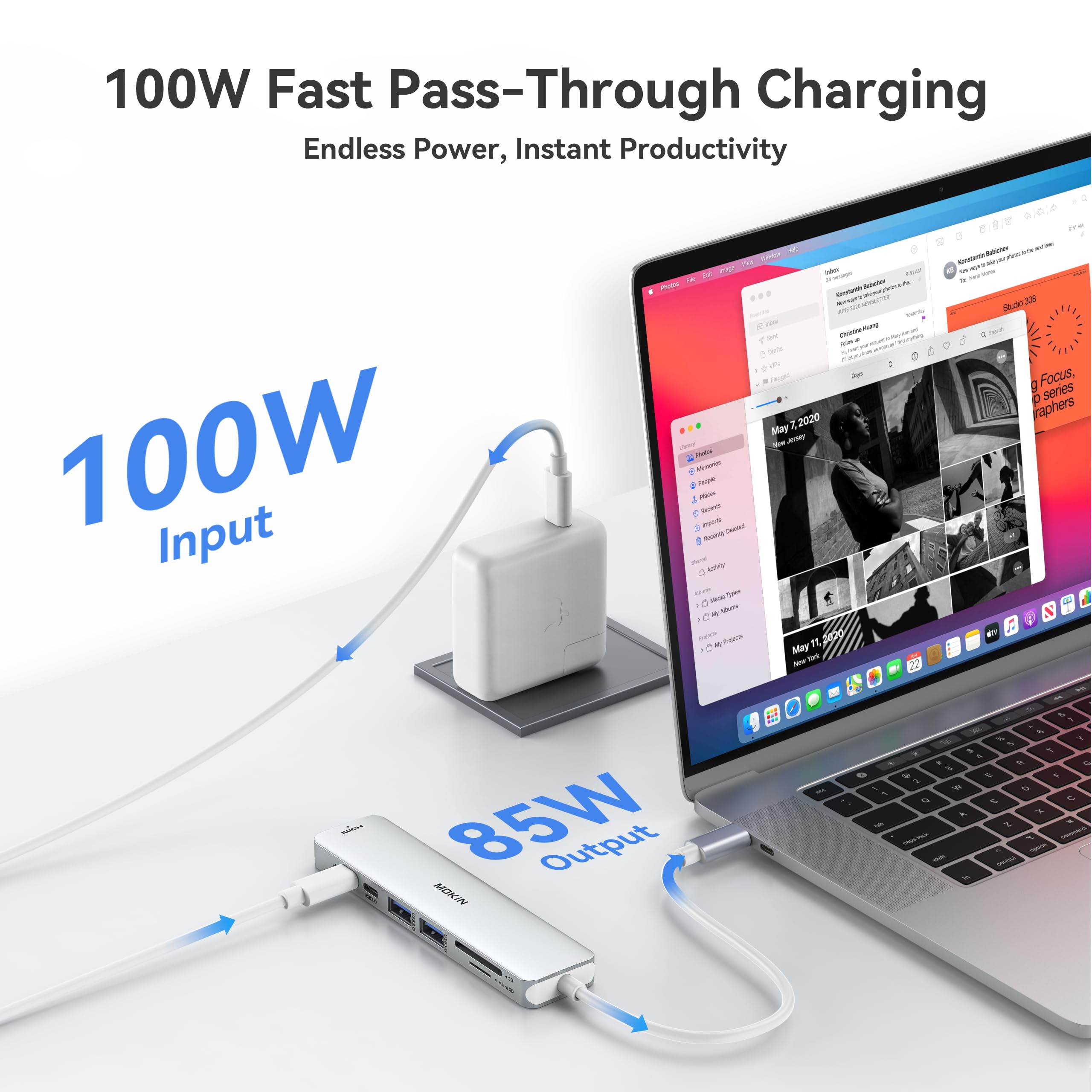 Foto 5 pulgar | Hub Usb C Mokin 7 En 1 Con Hdmi  Sd/tf  Puerto De Datos Pd De 100 W - Venta Internacional.