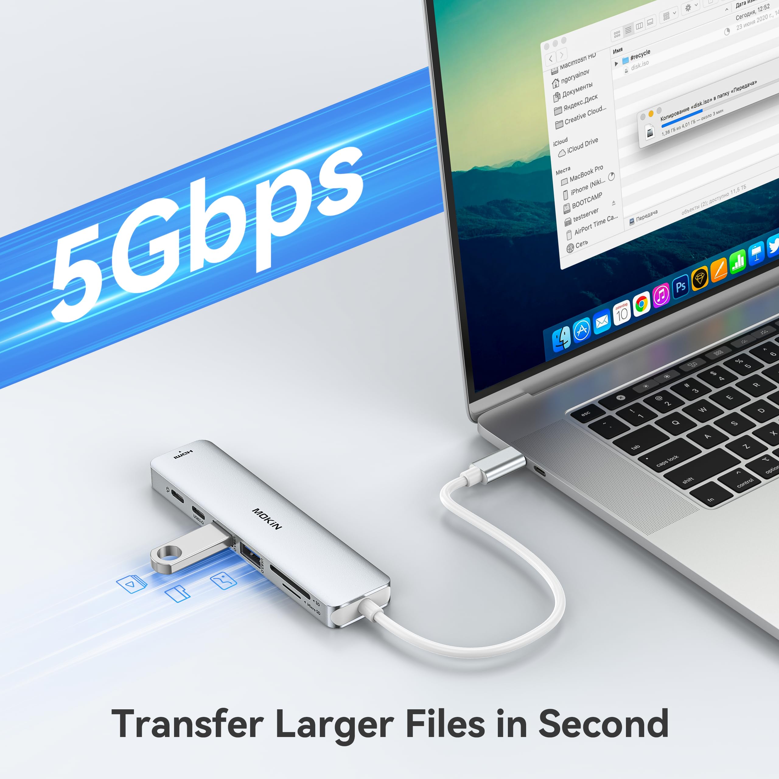 Foto 6 pulgar | Hub Usb C Mokin 7 En 1 Con Hdmi  Sd/tf  Puerto De Datos Pd De 100 W - Venta Internacional.