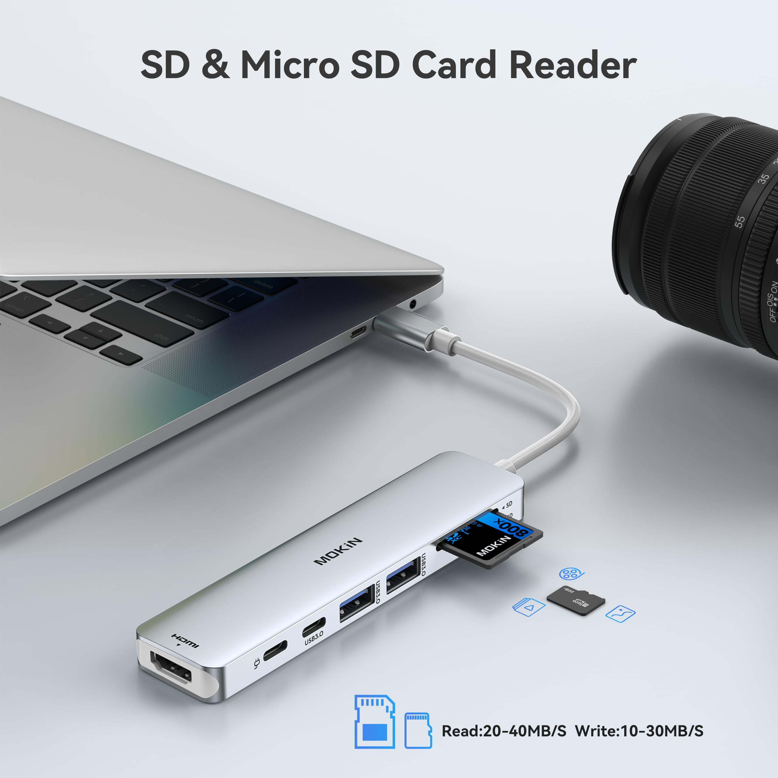 Foto 7 pulgar | Hub Usb C Mokin 7 En 1 Con Hdmi  Sd/tf  Puerto De Datos Pd De 100 W - Venta Internacional.