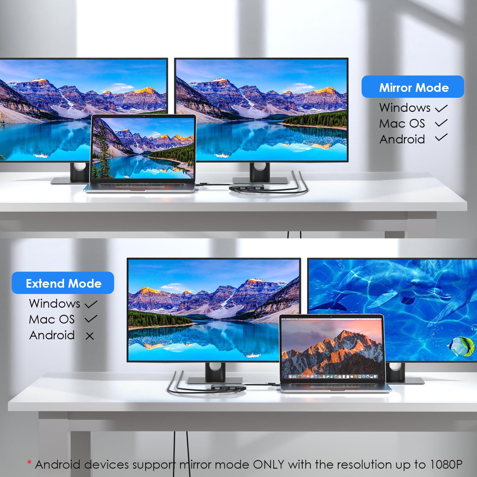 Foto 5 pulgar | Adaptador Dual Displayport/hdmi 4k Wavlink Usb C A Usb 3.0 - Venta Internacional.