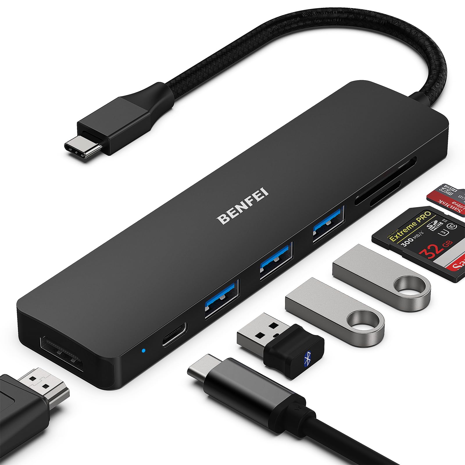 Hub Usb-c Benfei 7 En 1 Con Hdmi 4k A 60 Hz/100 W Pd/3 X Usb 3.0 - Venta Internacional.