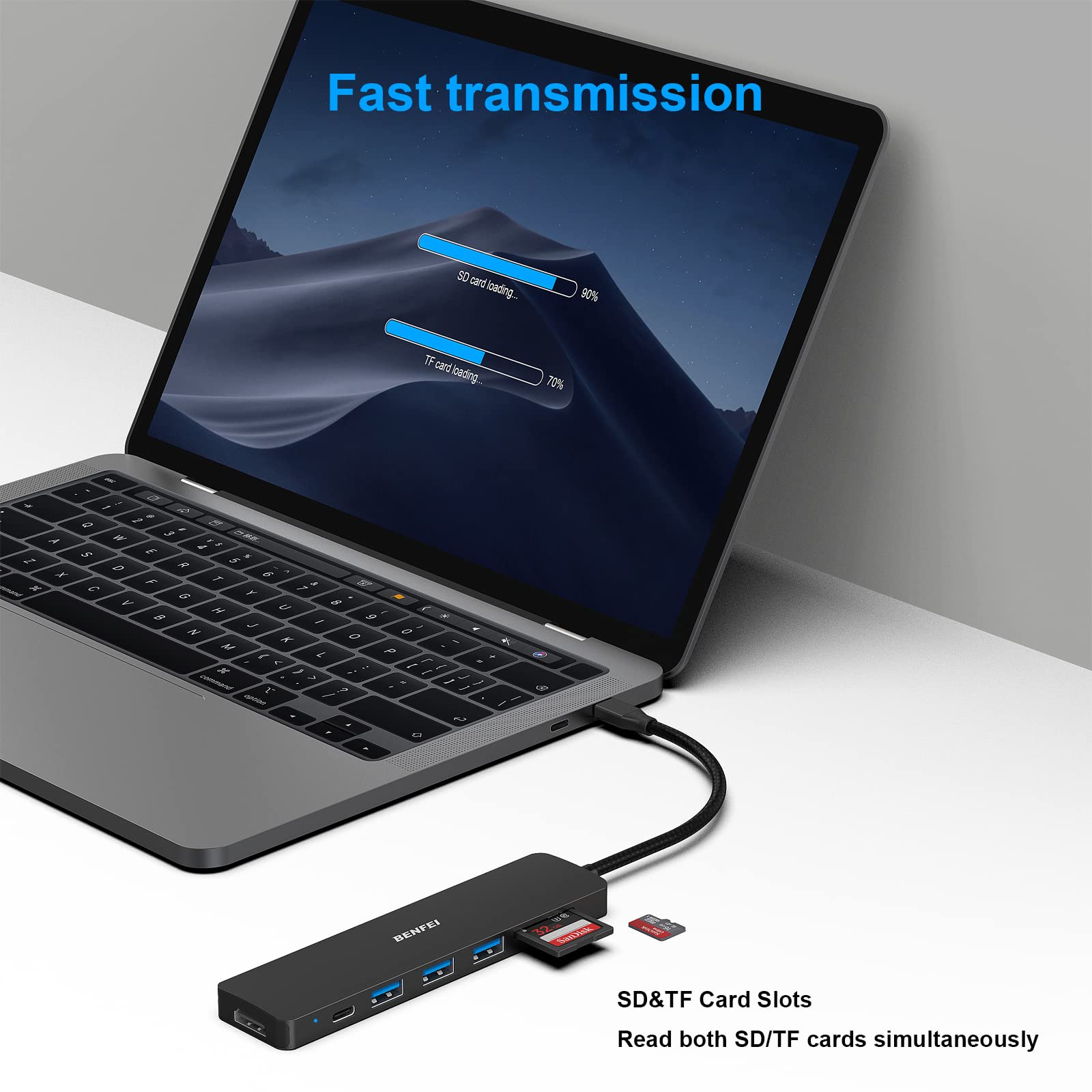 Foto 6 pulgar | Hub Usb-c Benfei 7 En 1 Con Hdmi 4k A 60 Hz/100 W Pd/3 X Usb 3.0 - Venta Internacional.