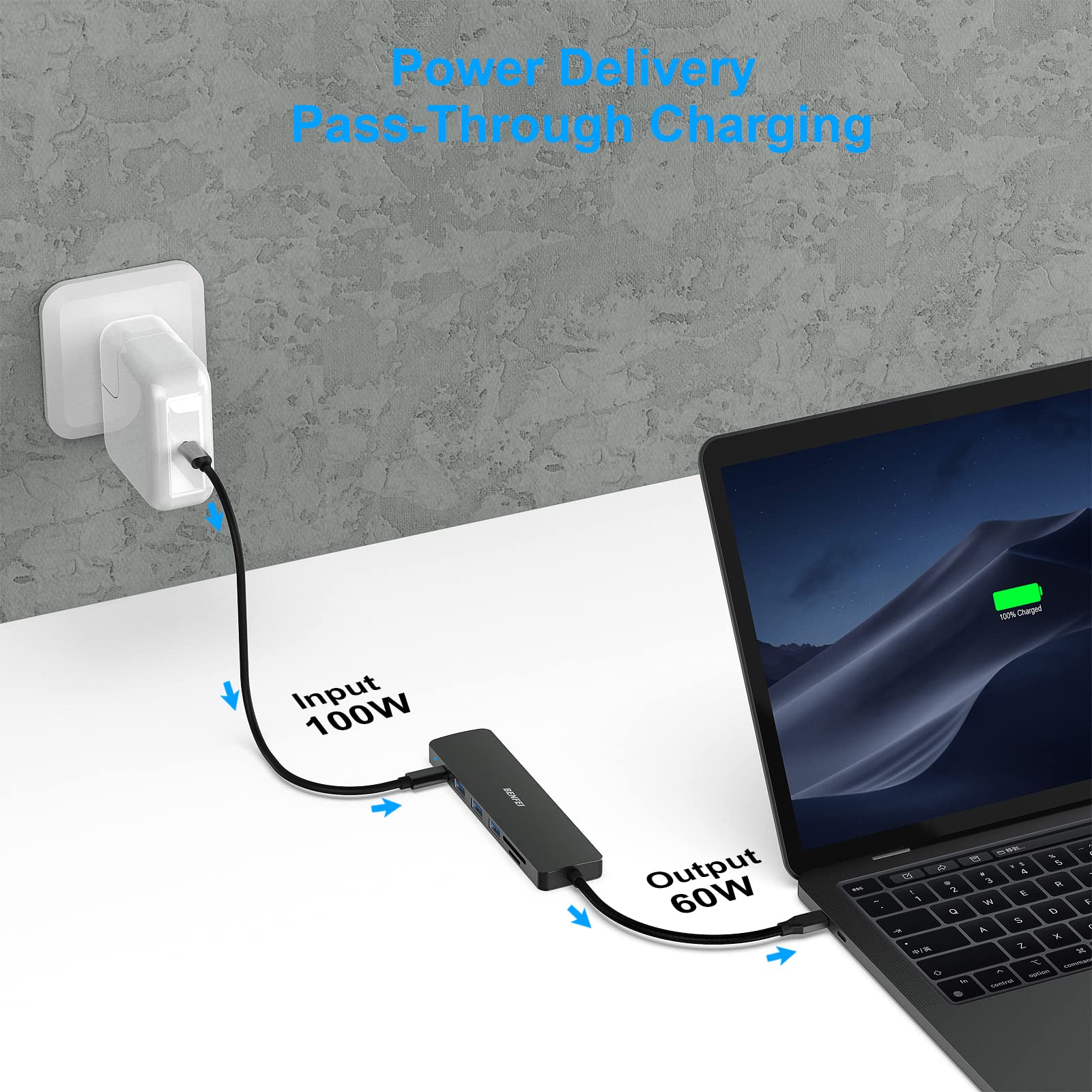 Foto 8 pulgar | Hub Usb-c Benfei 7 En 1 Con Hdmi 4k A 60 Hz/100 W Pd/3 X Usb 3.0 - Venta Internacional.