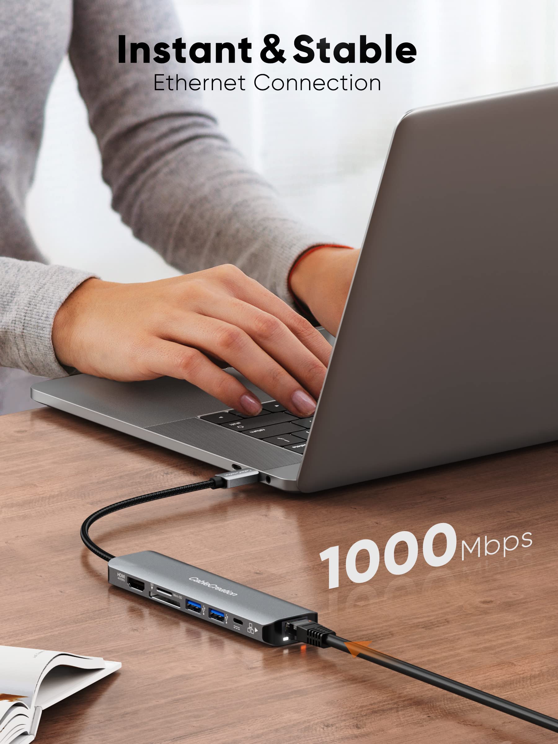 Foto 5 pulgar | Hub Usb C Cablecreation 7 En 1 4k 60 Hz Con Ethernet De 1 Gbps  100 W Pd - Venta Internacional.