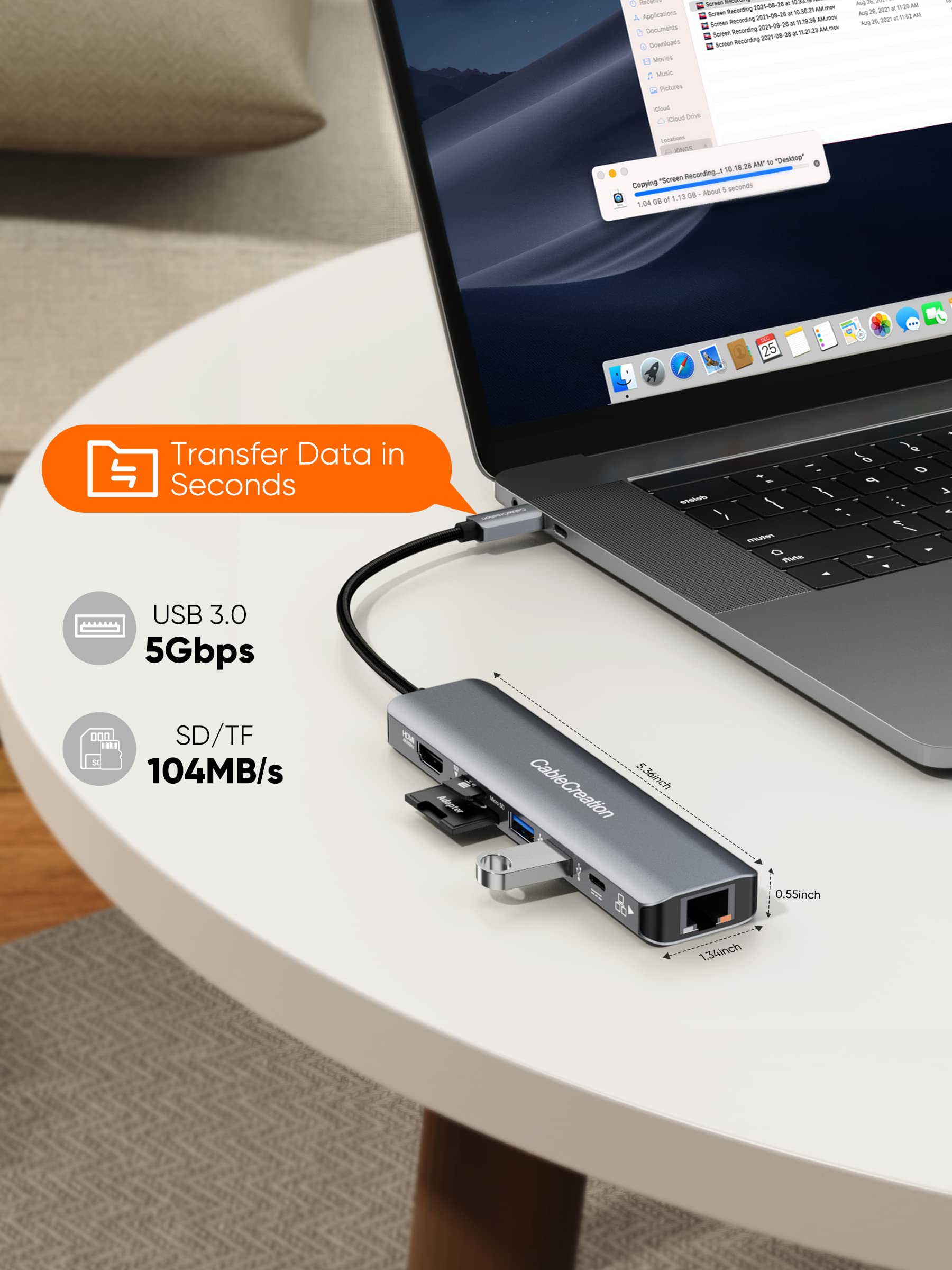 Foto 7 pulgar | Hub Usb C Cablecreation 7 En 1 4k 60 Hz Con Ethernet De 1 Gbps  100 W Pd - Venta Internacional.