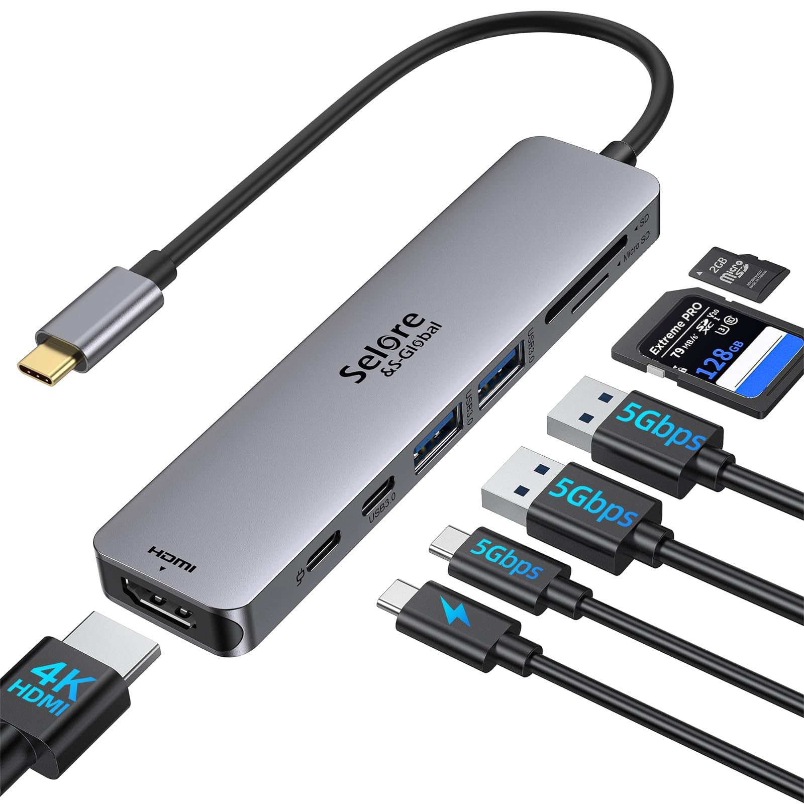 Adaptador Hdmi Usb C Hub Selore&s-global 7 En 1 Para Macbook - Venta Internacional.