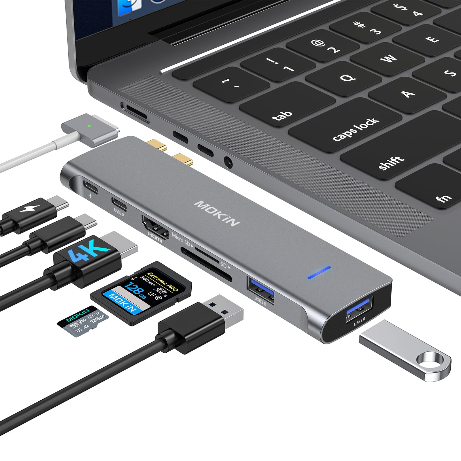 Adaptador Usb C Mokin 7 En 2 Con Hdmi 4k  2 Usb 3.0 Para Macbook Pro - Venta Internacional.
