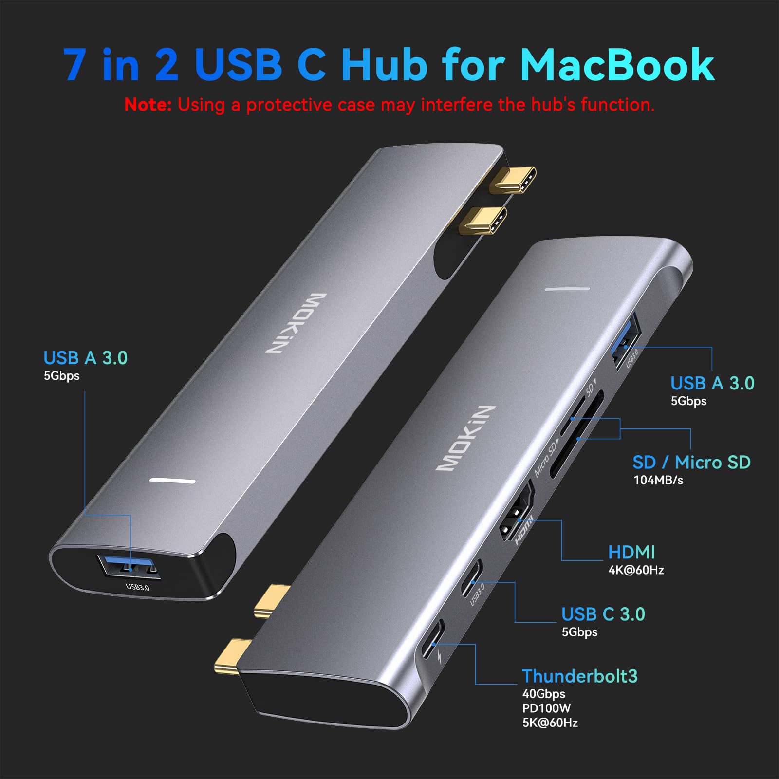 Foto 3 pulgar | Adaptador Usb C Mokin 7 En 2 Con Hdmi 4k  2 Usb 3.0 Para Macbook Pro - Venta Internacional.