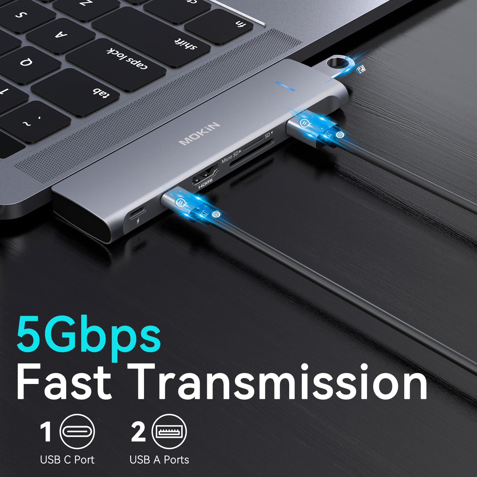 Foto 6 pulgar | Adaptador Usb C Mokin 7 En 2 Con Hdmi 4k  2 Usb 3.0 Para Macbook Pro - Venta Internacional.