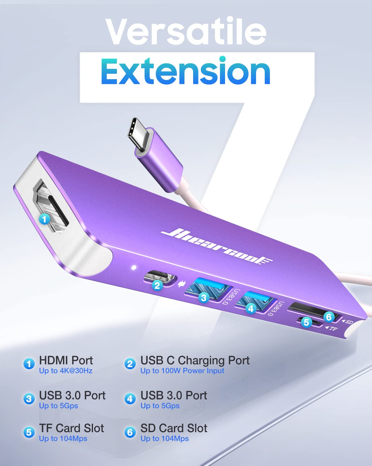 Foto 2 | Hub Usb C Hiearcool Para Macbook Pro M2 Y Mac-book Air M1 - Venta Internacional.