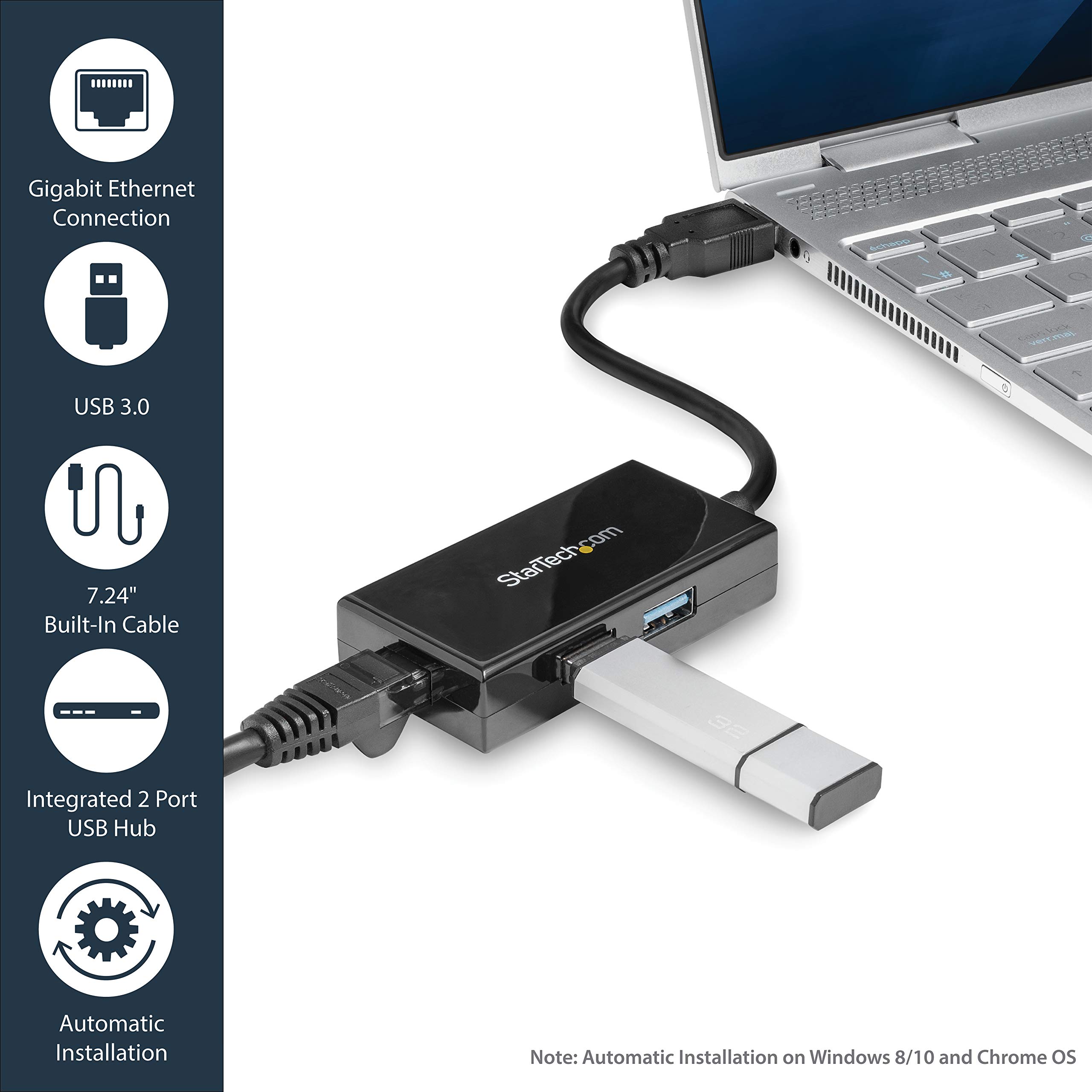 Foto 3 | Hub Usb 3.0 Con Ethernet Startech.com Usb31000s2h Negro - Venta Internacional.