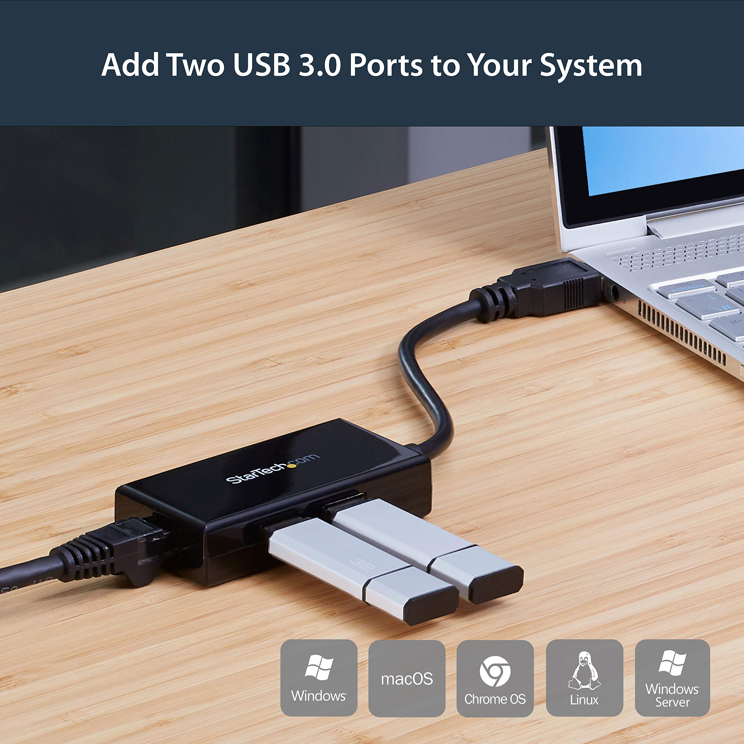 Foto 6 | Hub Usb 3.0 Con Ethernet Startech.com Usb31000s2h Negro - Venta Internacional.