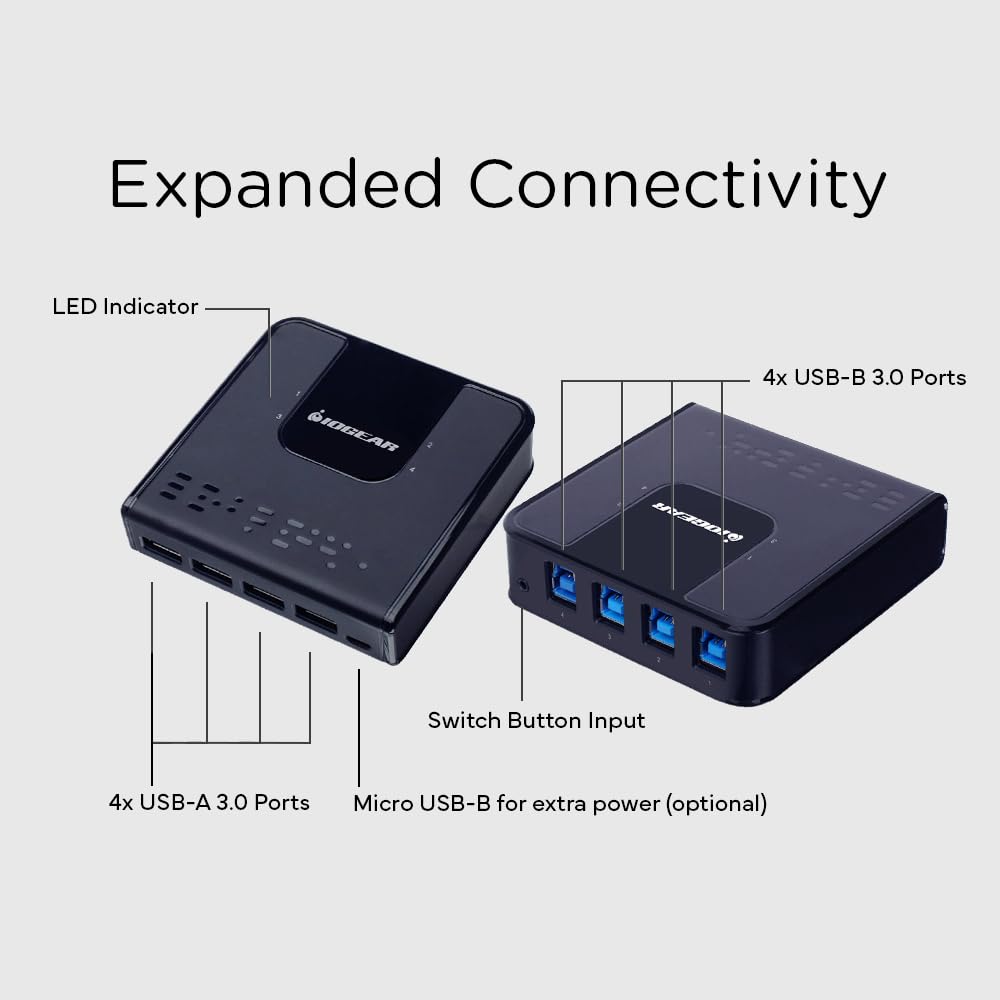 Foto 6 | Interruptor De Compartición De Periféricos Iogear Gus434 Usb 3.0 4x4 - Venta Internacional.