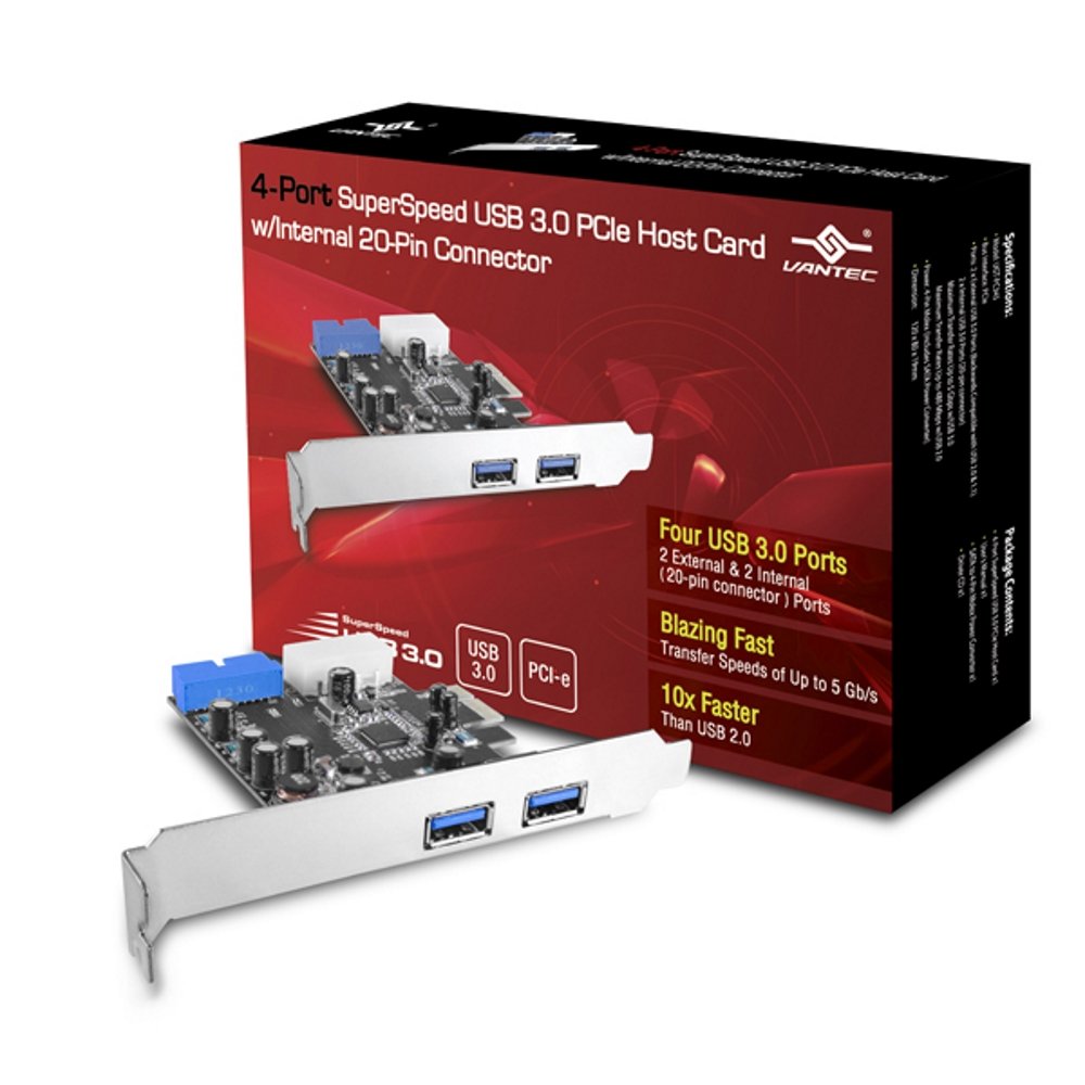 Tarjeta Host Usb 3.0 Pcie De 4 Puertos Vantec Ugt-pc345 Con 20 Pines - Venta Internacional.