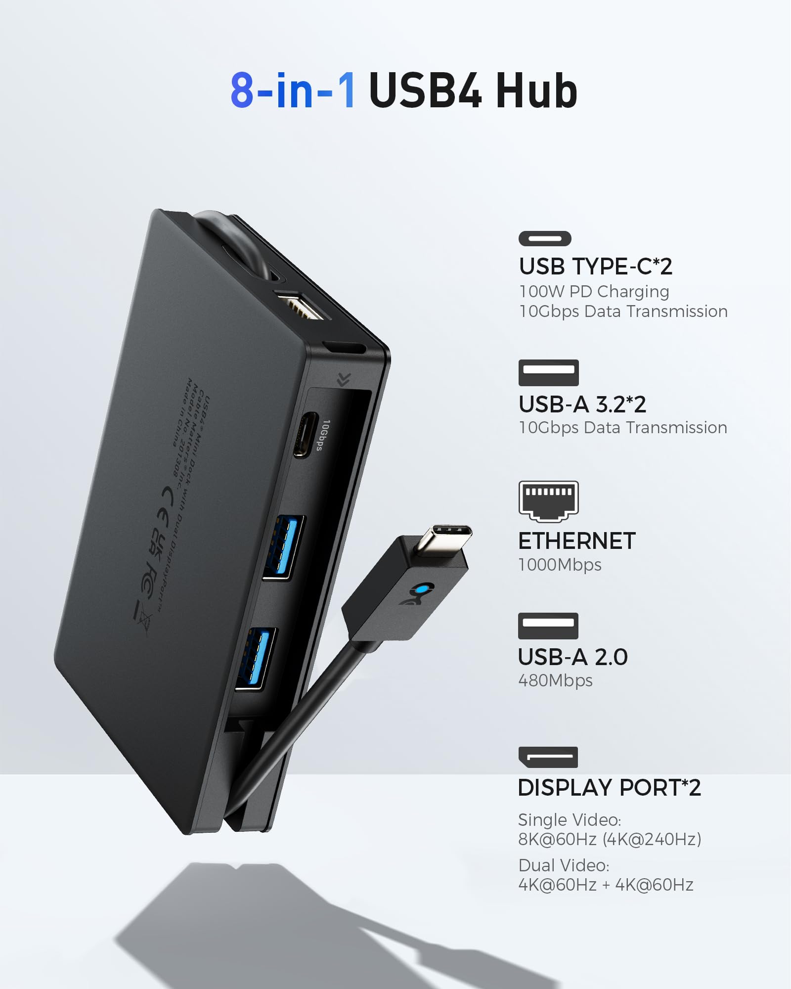 Foto 4 pulgar | Cable Hub Usb4 Matters 8 En 1 Portátil De 40 Gbps Con Pd De 100 W - Venta Internacional.