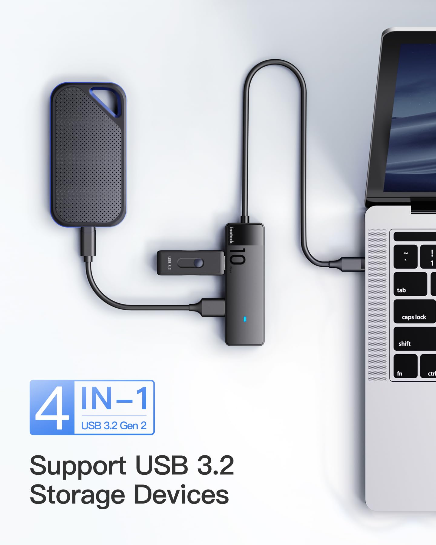 Foto 4 | Hub Usb C Inateck Hb2025c Con 4 Puertos Usb A De 10 Gbps Para Pc - Venta Internacional.