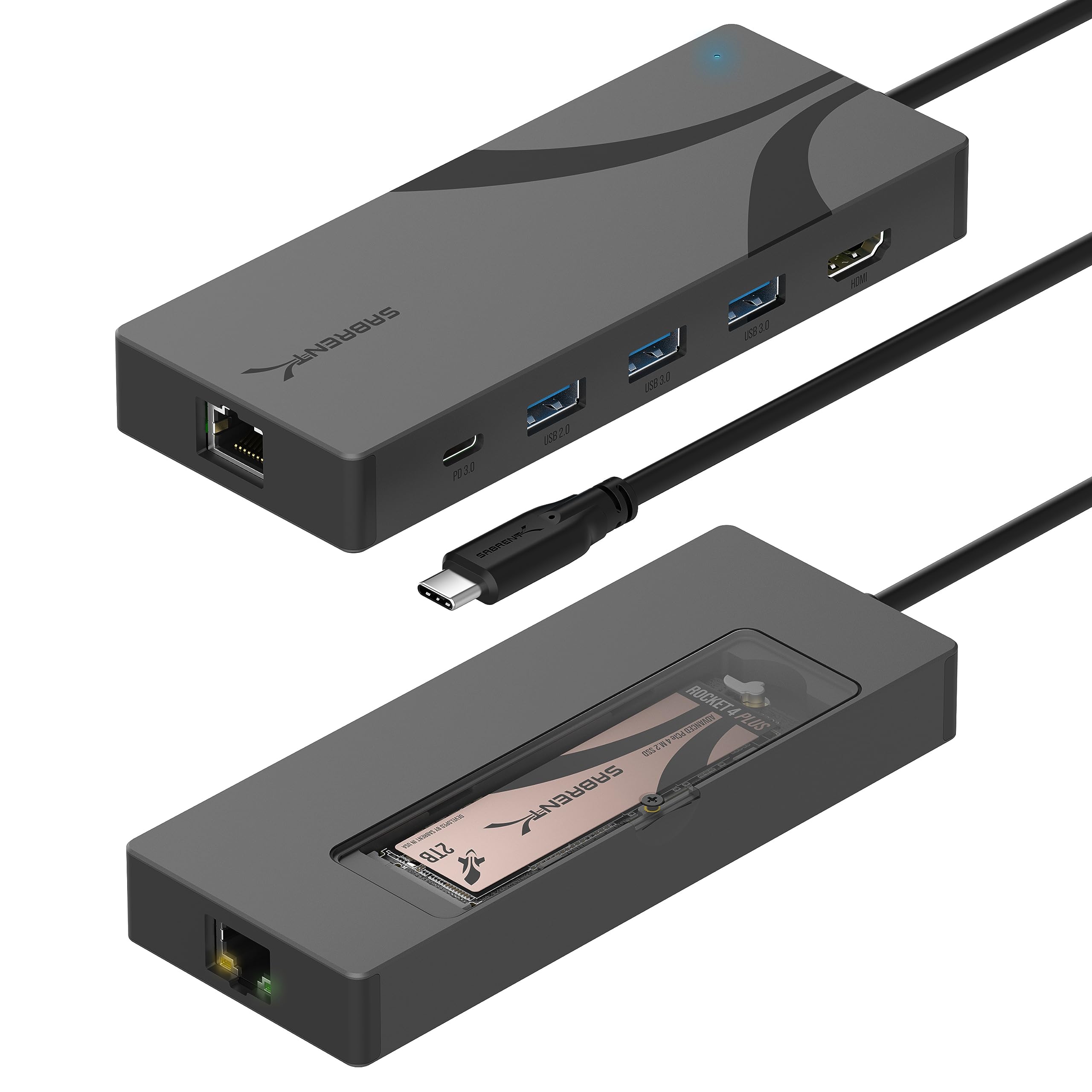 Concentrador Usb-c Y Caja Ssd Sabrent Hb-6pnv Pd De 6 Puertos Y 90 W - Venta Internacional.