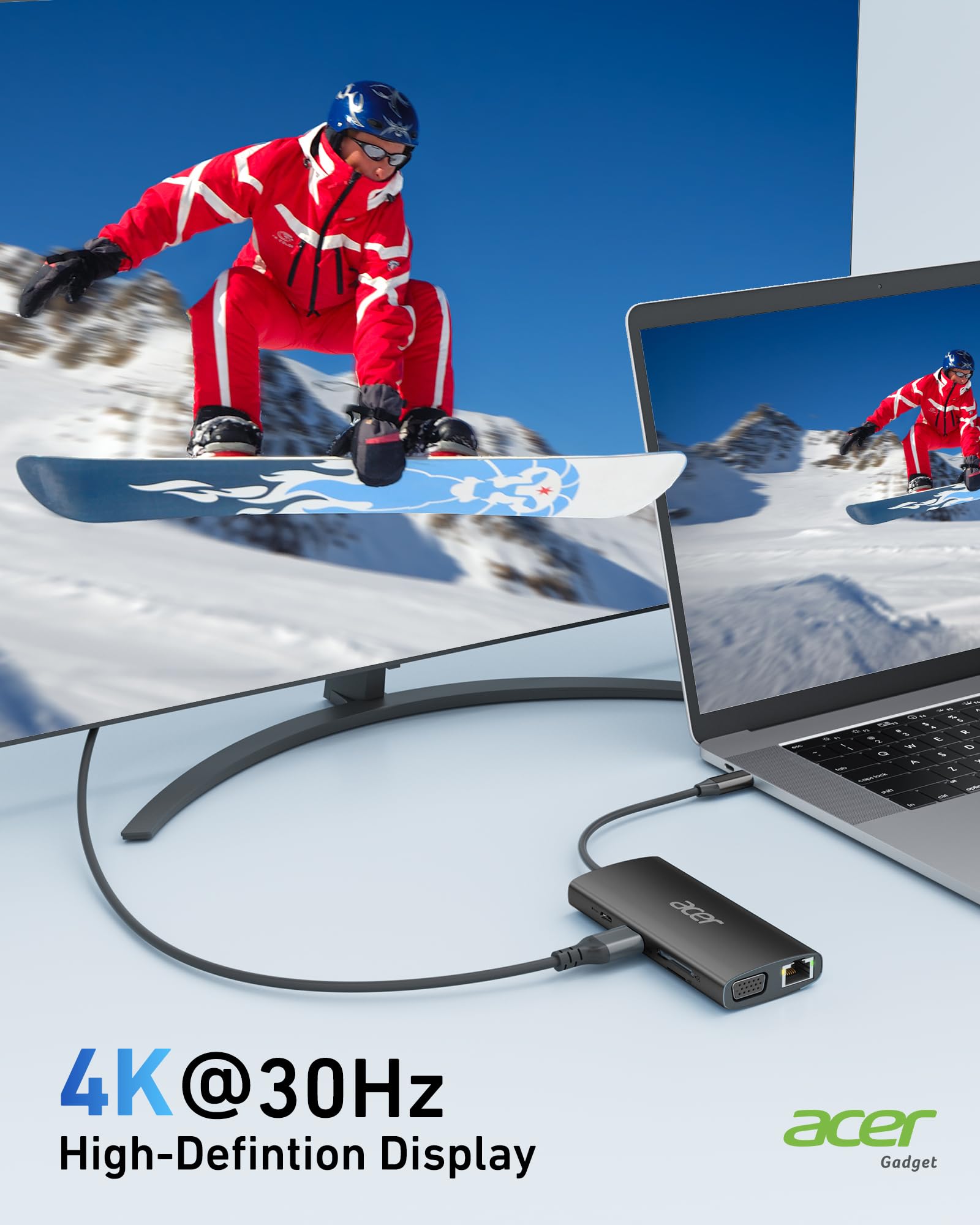 Foto 4 | Hub Usb C Acer 9 En 1 Con Hdmi 4k  Ethernet  Usb 3.0 De 5 Gbps  Negro - Venta Internacional.