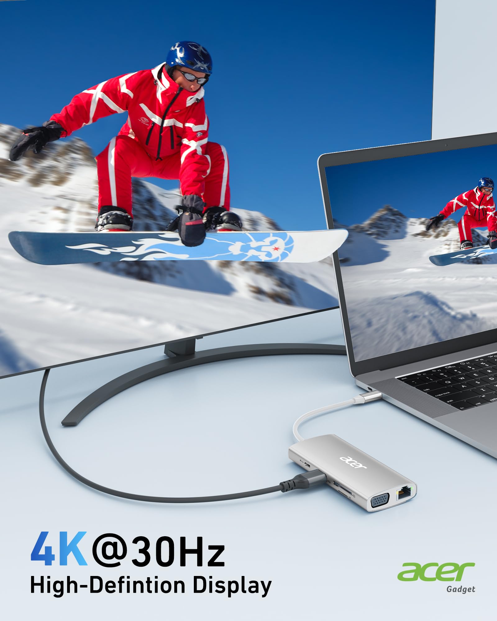 Foto 5 pulgar | Hub Usb C Acer 9 En 1 Con Hdmi 4k @30hz  Ethernet  Usb-a De 5 Gbps - Venta Internacional.