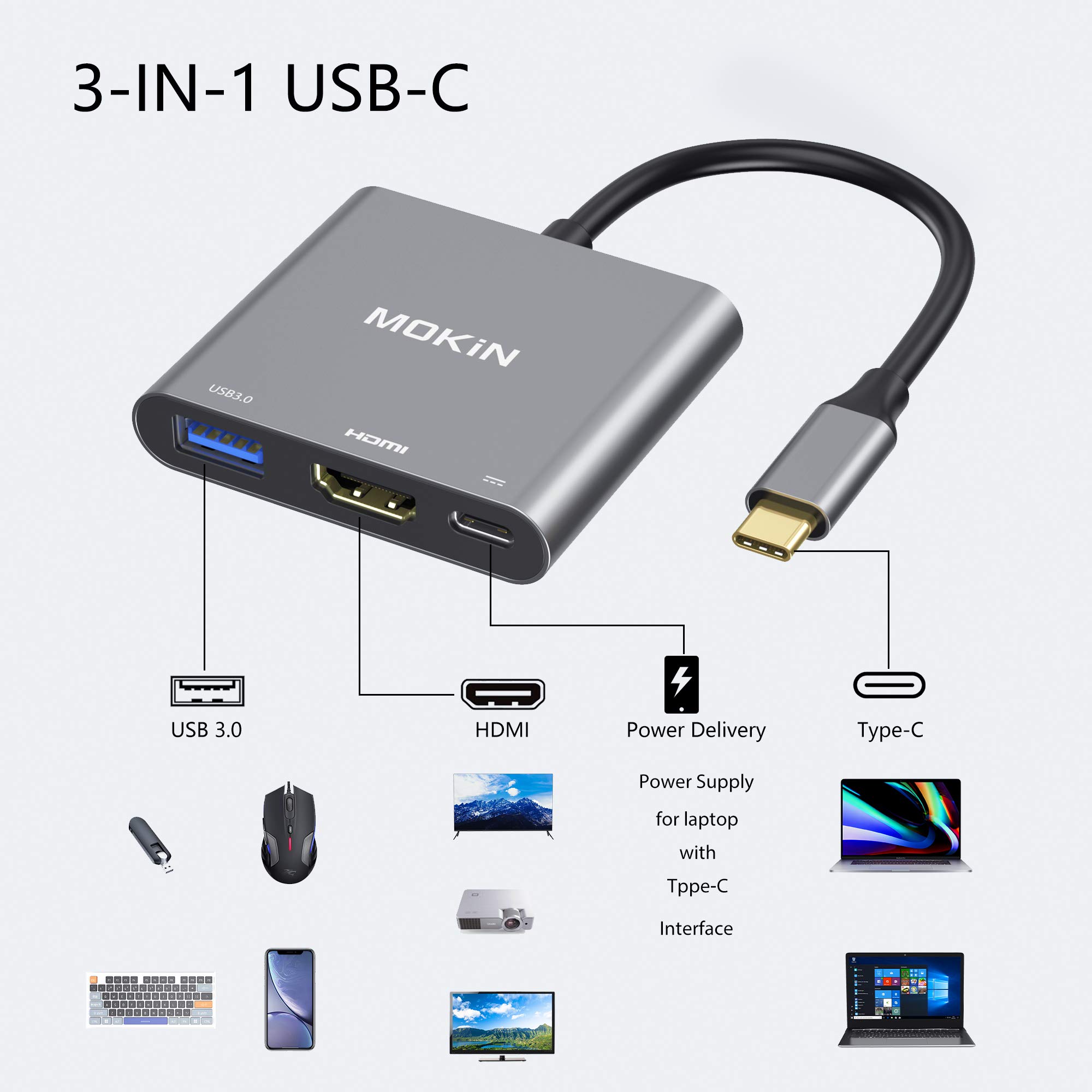 Foto 2 | Adaptador Multipuerto Usb C A Hdmi Mokin Para Macbook Pro/air - Venta Internacional.