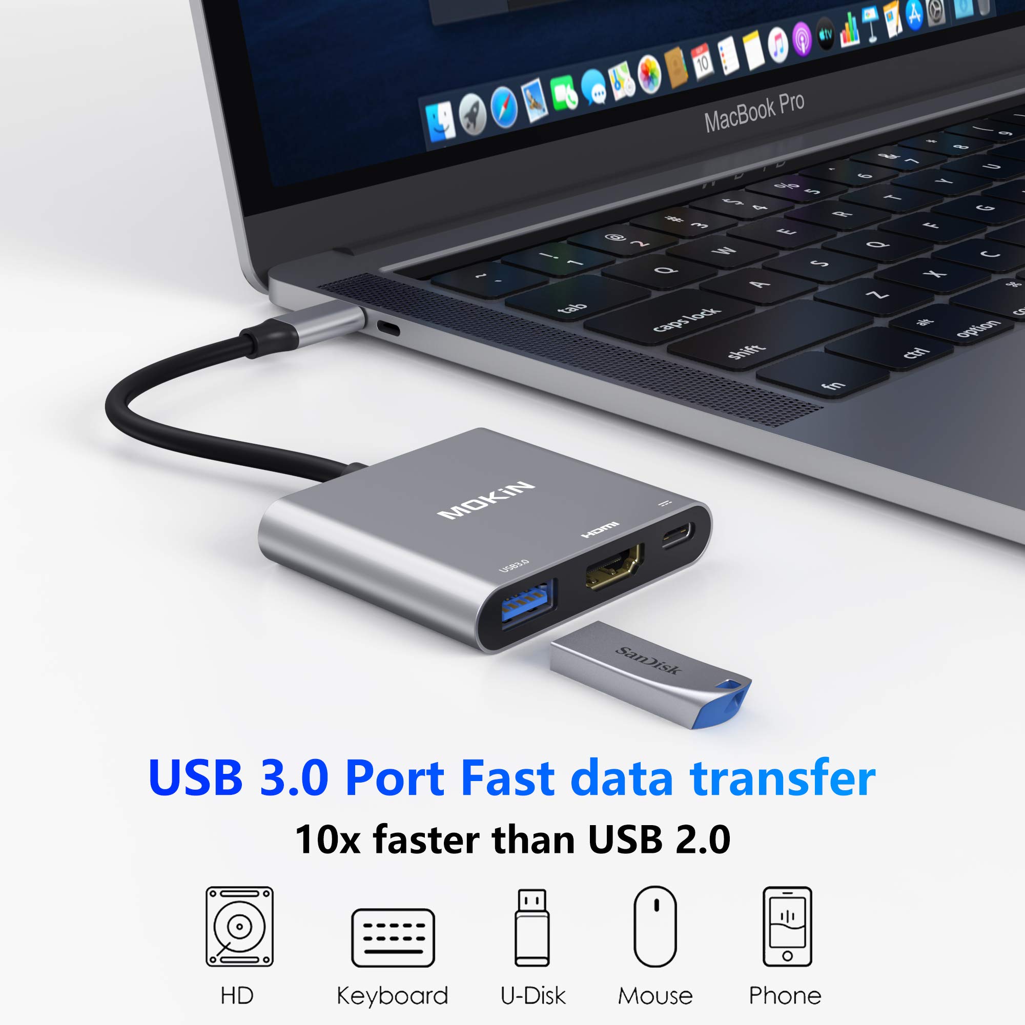 Foto 6 | Adaptador Multipuerto Usb C A Hdmi Mokin Para Macbook Pro/air - Venta Internacional.